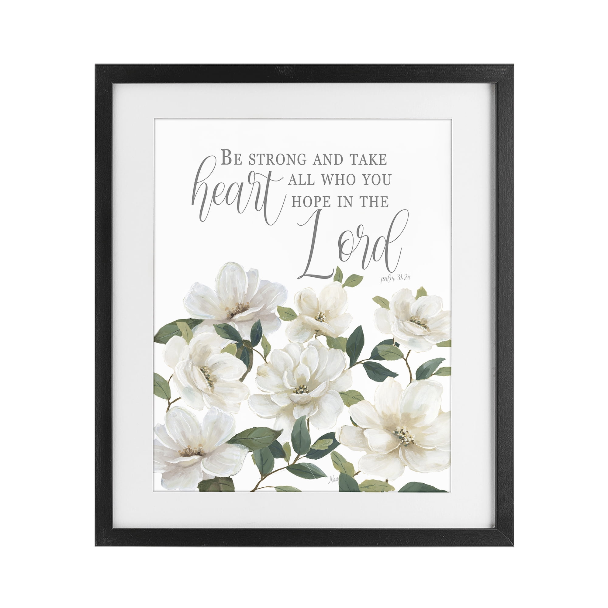 Stupell Industries Be Strong And Take Heart Black Framed Print Under Glass, design by Nan