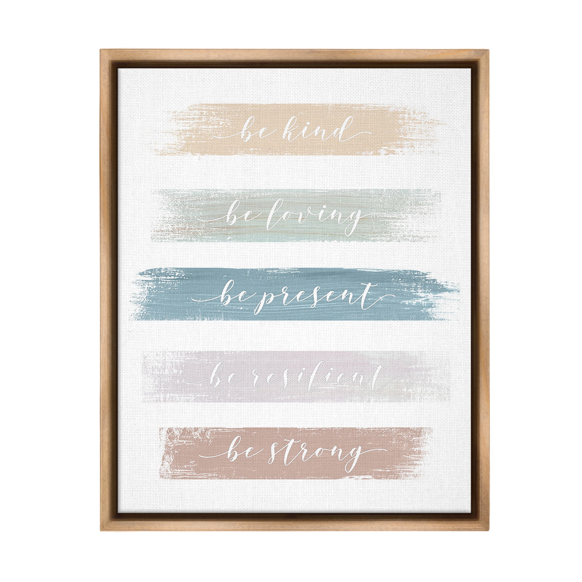 Stupell Industries Be Strong Inspirational Inspirational Painting Brown Floater Framed Canvas Art Print Wall Art, 25 x 31
