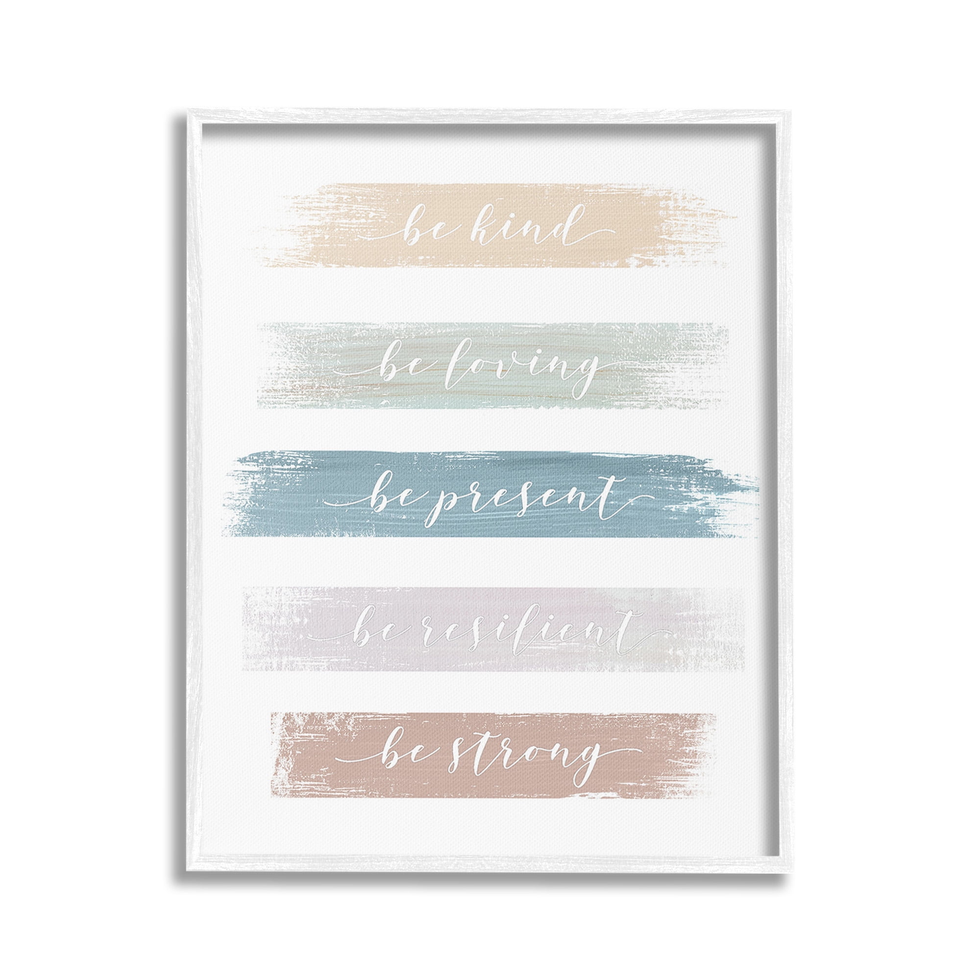 Stupell Industries Be Strong Inspirational Inspirational Painting White Framed Art Print Wall Art, 24 x 30