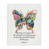 Stupell Industries Be Strong Joshua 1:9 Butterfly Spiritual Painting Wrapped Canvas Canvas Art Print Wall Art, 16 x 20