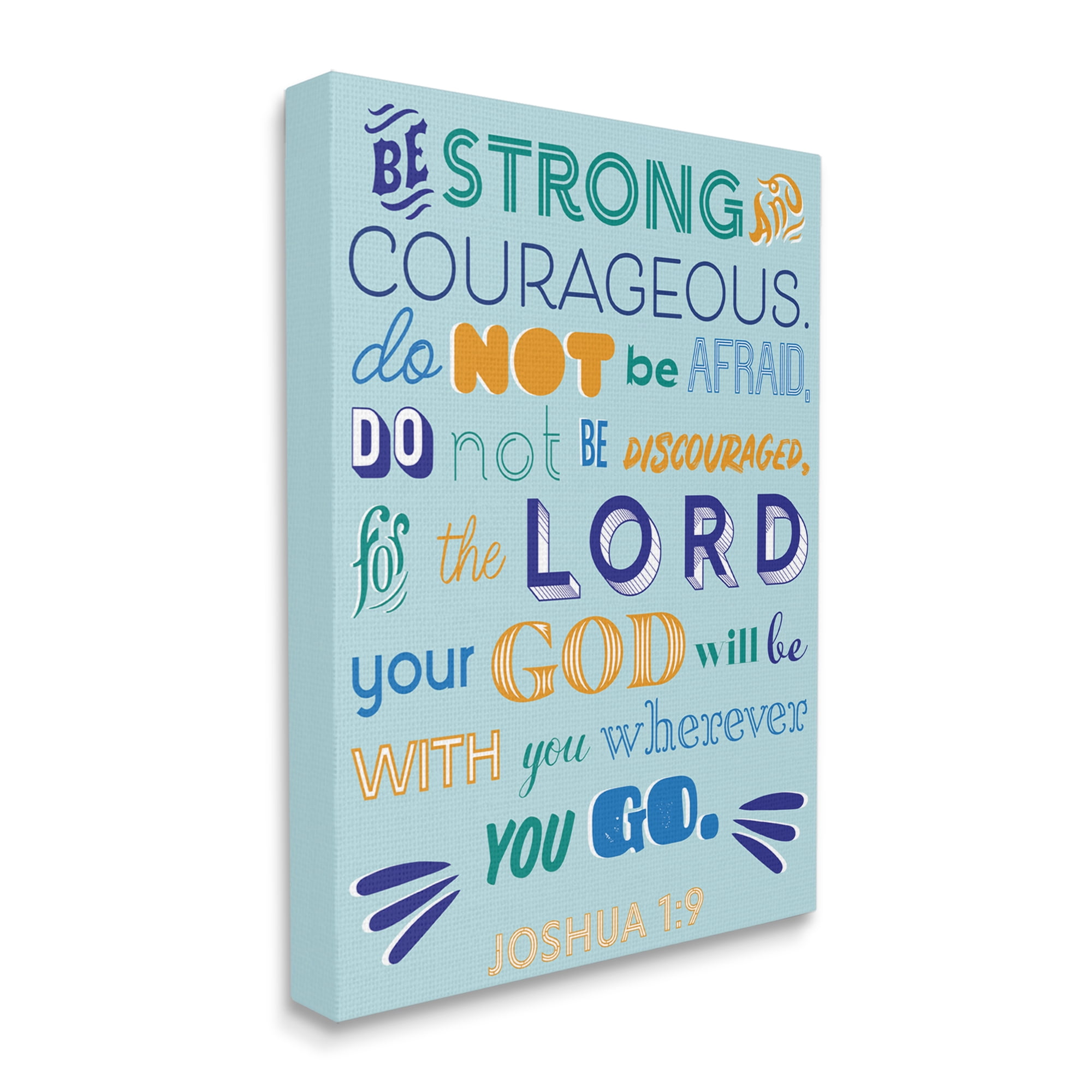 Stupell Industries Be Strong Religious Blue Orange Inspirational Word Design Canvas Wall Art by The Saturday Evening Post