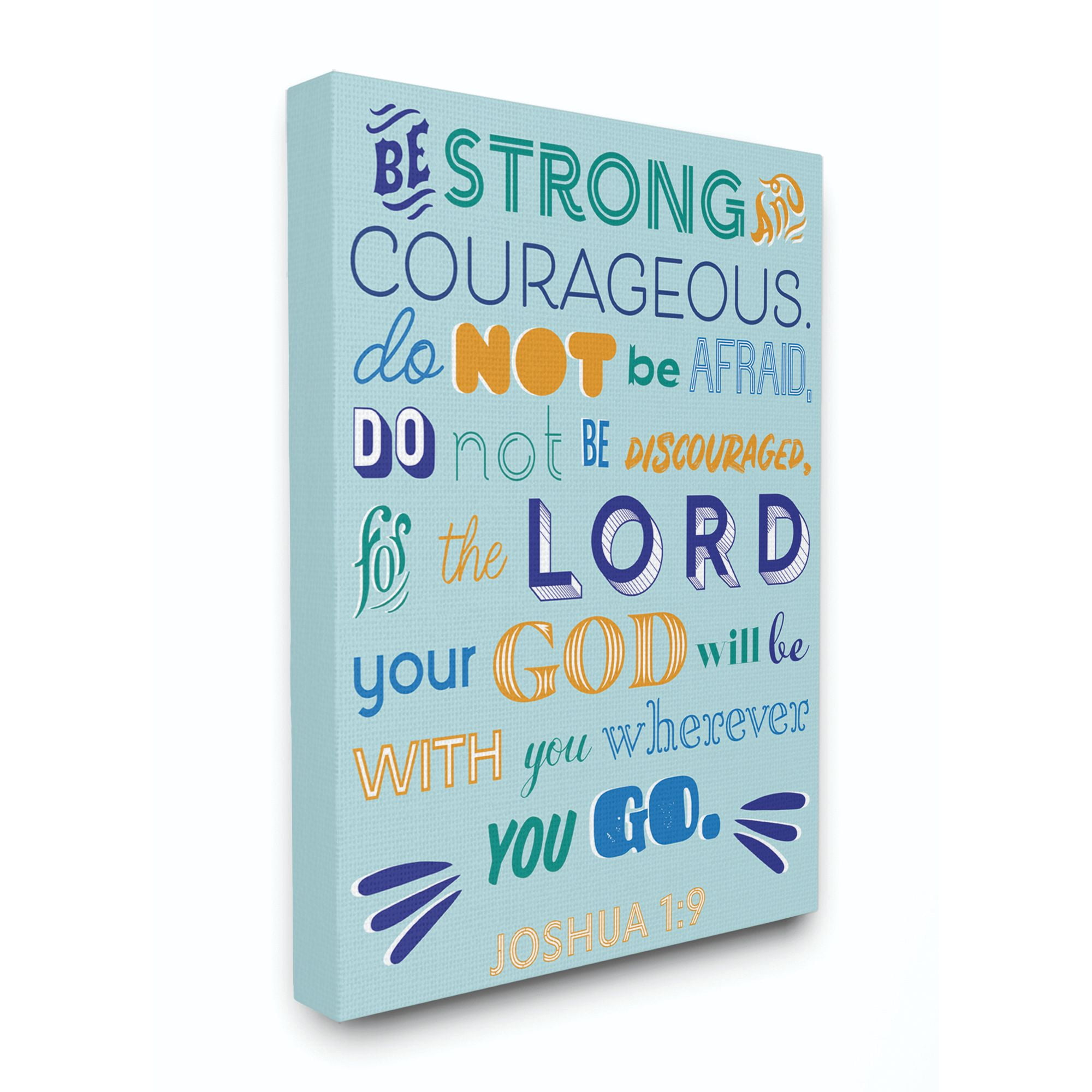 Stupell Industries Be Strong Religious Blue Orange Inspirational Word Design Canvas Wall Art by The Saturday Evening Post