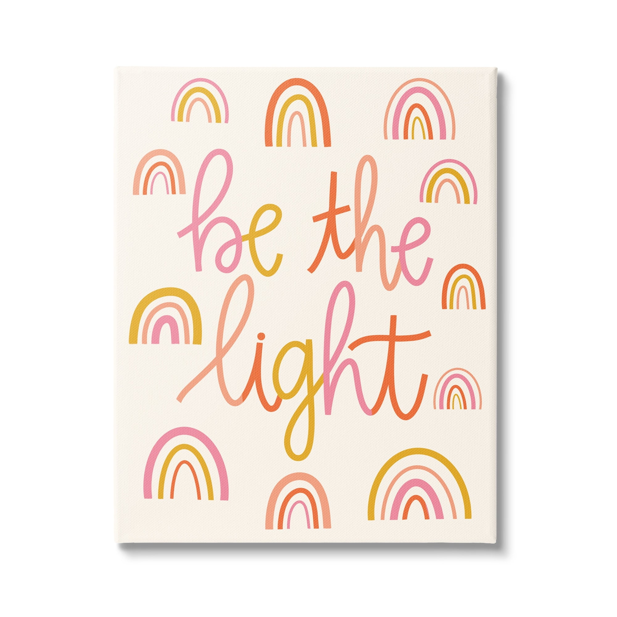 Stupell Industries Be The Light Saying Bold Rainbow Stripes Pattern Canvas Wall Art, 16 x 20, Design by Taylor Shannon Designs