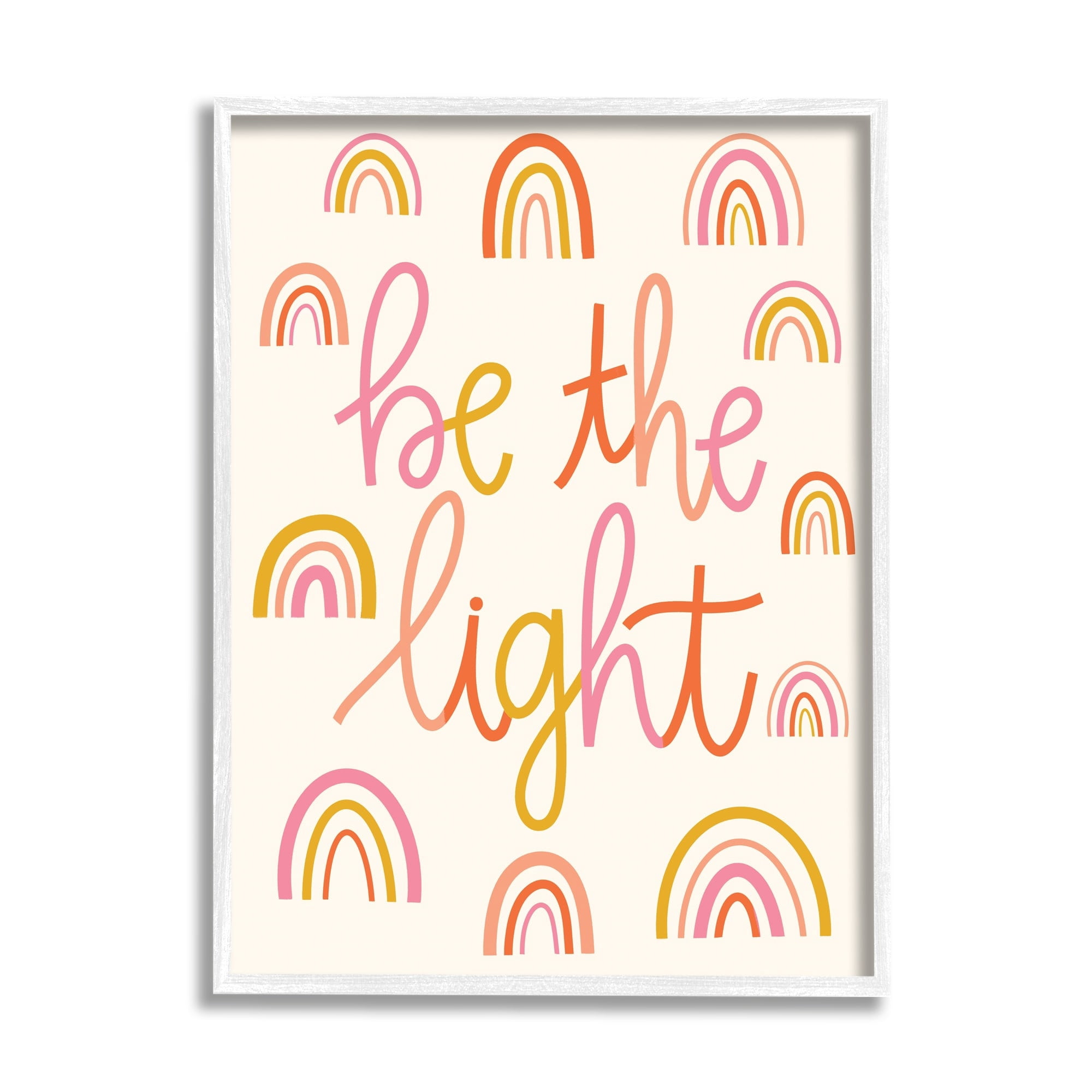 Stupell Industries Be The Light Saying Bold Rainbow Stripes Pattern Framed Wall Art, 11 x 14, Design by Taylor Shannon Designs