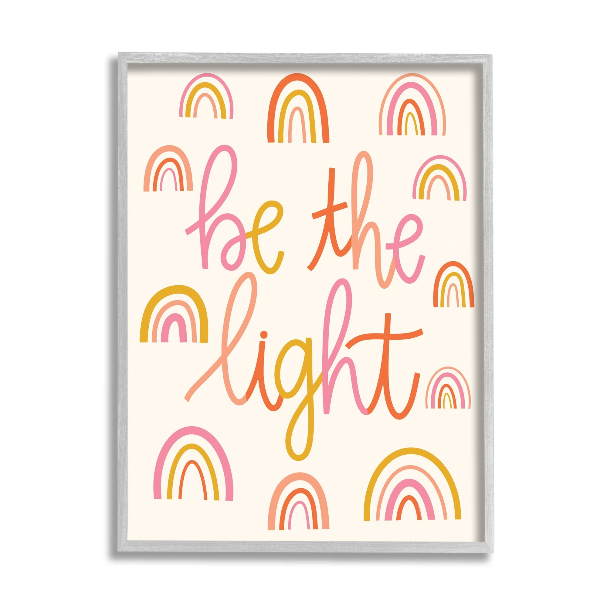 Stupell Industries Be The Light Saying Bold Rainbow Stripes Pattern Framed Wall Art, 16 x 20, Design by Taylor Shannon Designs