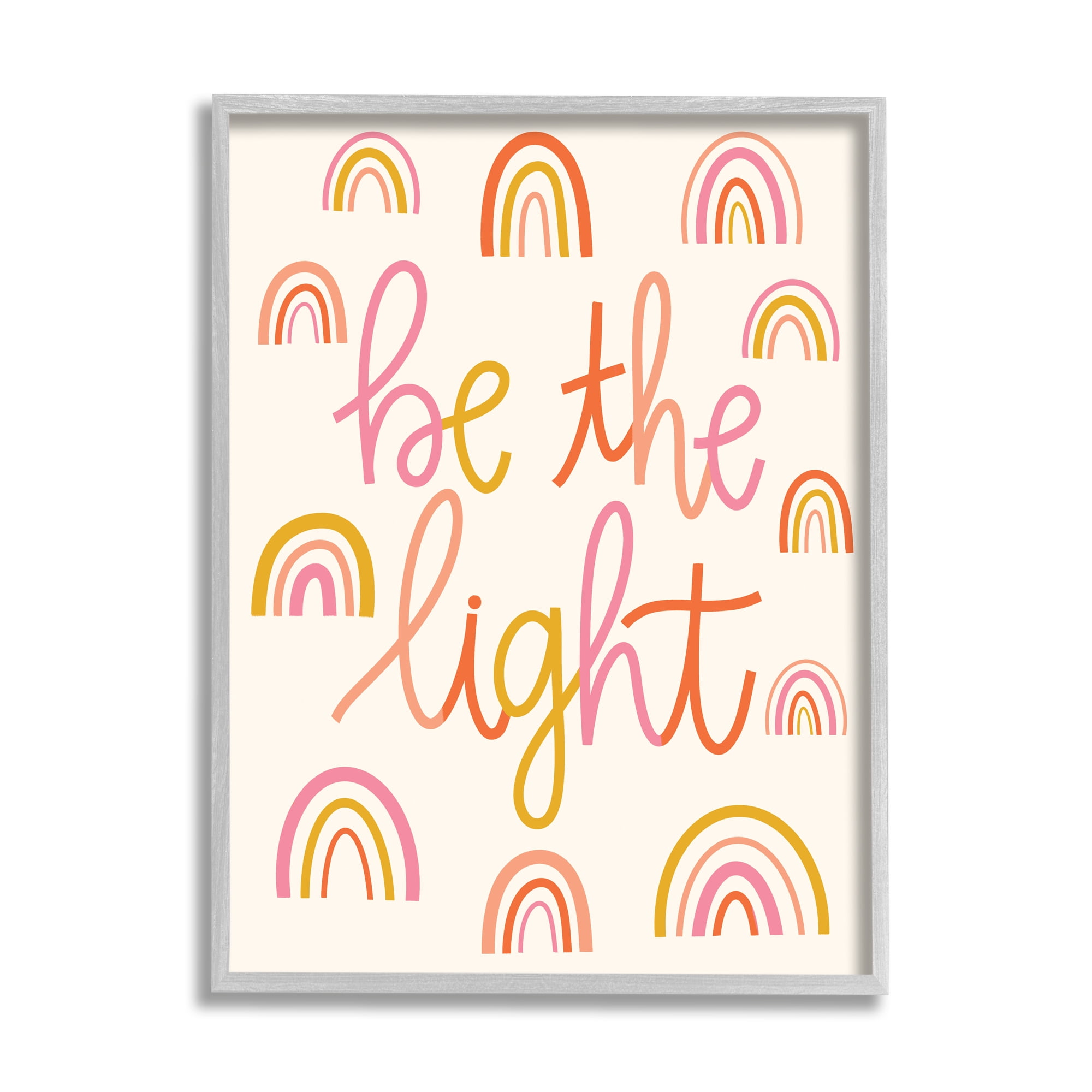 Stupell Industries Be The Light Saying Bold Rainbow Stripes Pattern Framed Wall Art, 24 x 30, Design by Taylor Shannon Designs