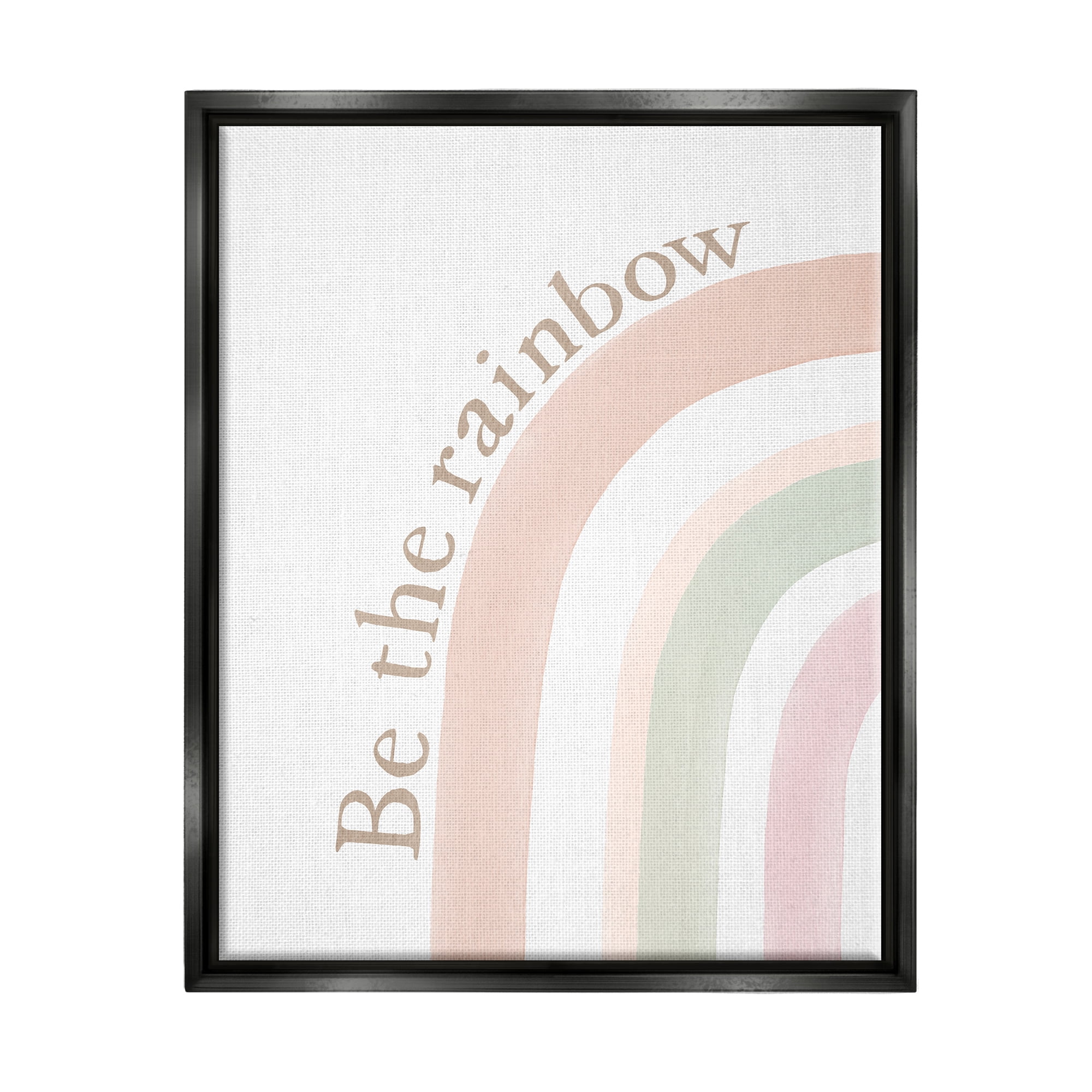 Stupell Industries Be The Rainbow Pastel Inspirational Painting Black Floater Framed Art Print Wall Art, 17 x 21