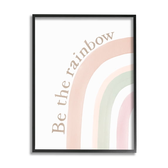 Stupell Industries Be The Rainbow Pastel Inspirational Painting Black Framed Art Print Wall Art, 16 x 20