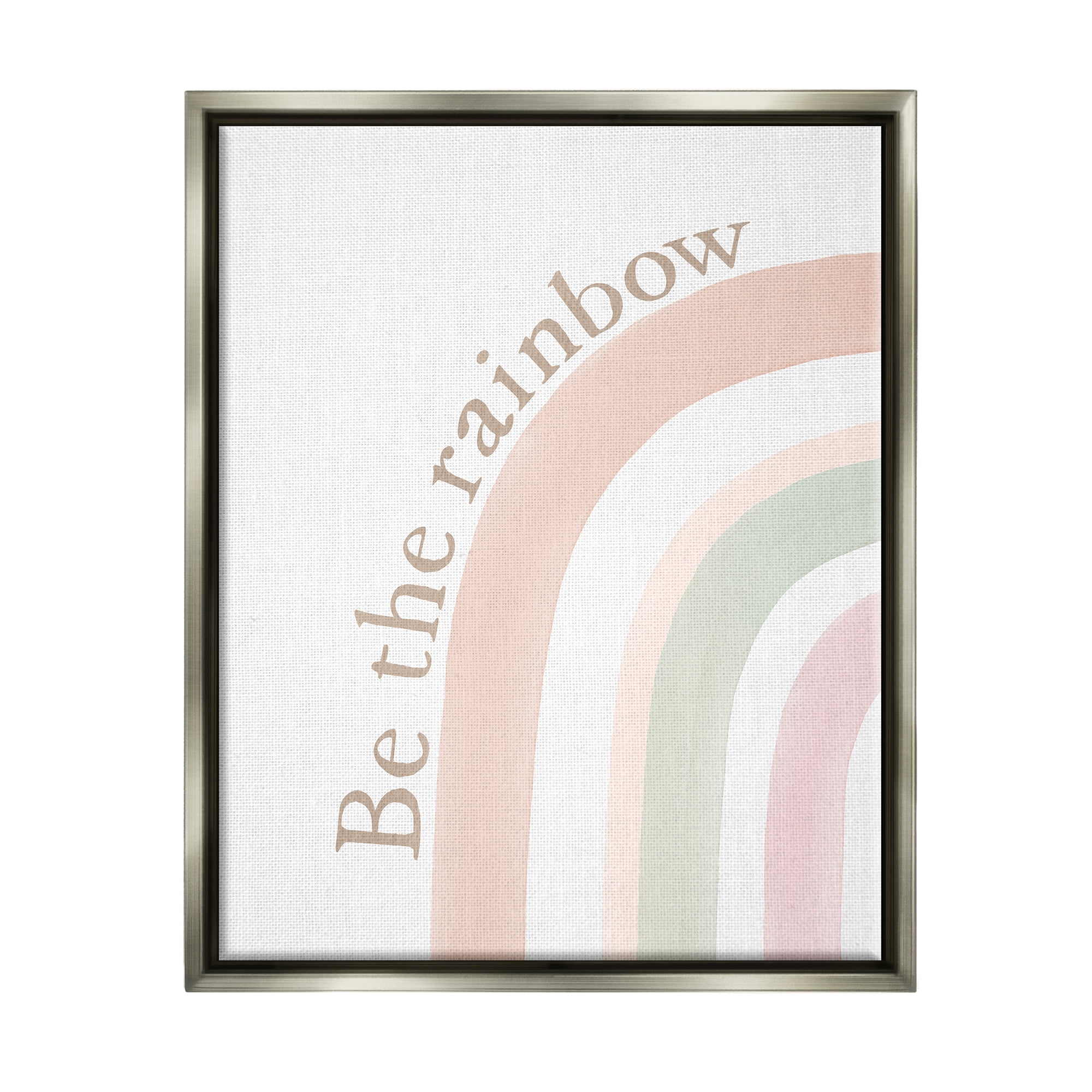 Stupell Industries Be The Rainbow Pastel Inspirational Painting Gray Floater Framed Art Print Wall Art, 17 x 21