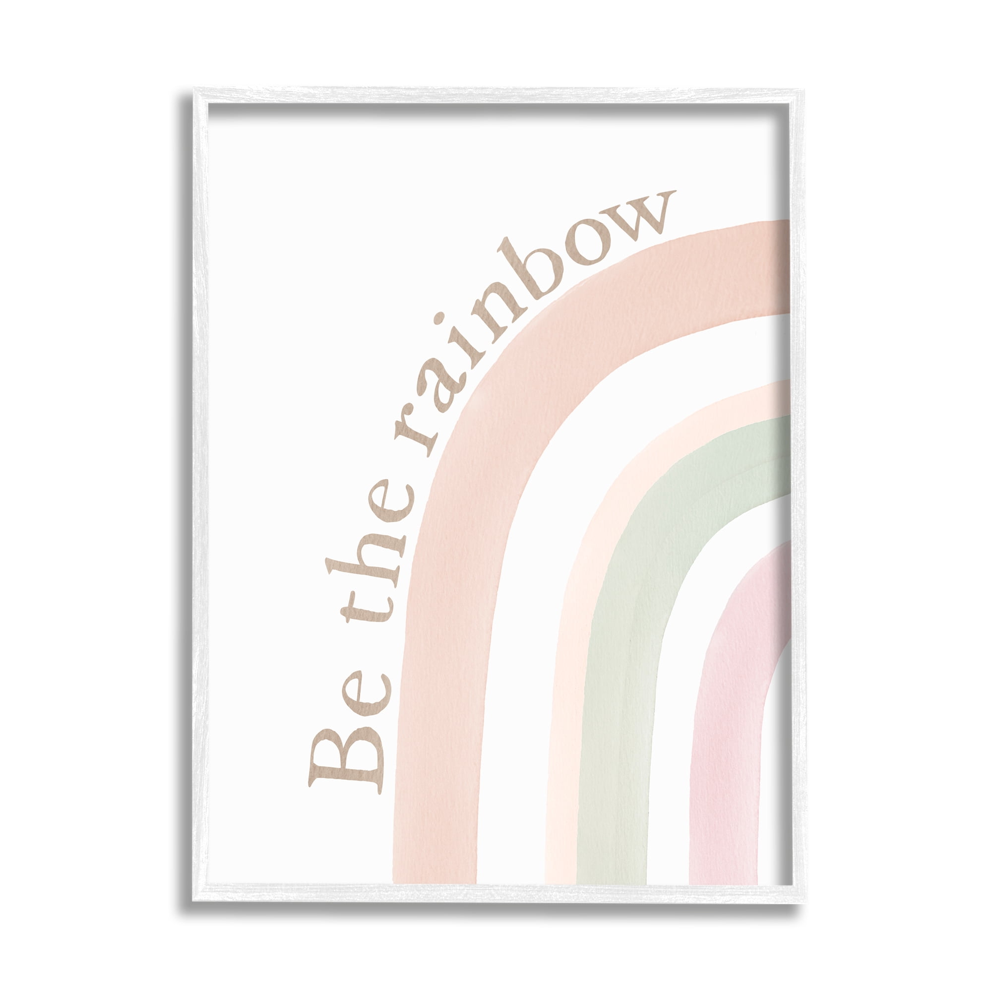 Stupell Industries Be The Rainbow Pastel Inspirational Painting White Framed Art Print Wall Art, 11 x 14