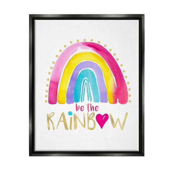 Stupell Industries Be The Rainbow Pattern Inspirational Painting Black Floater Framed Art Print Wall Art, 17 x 21