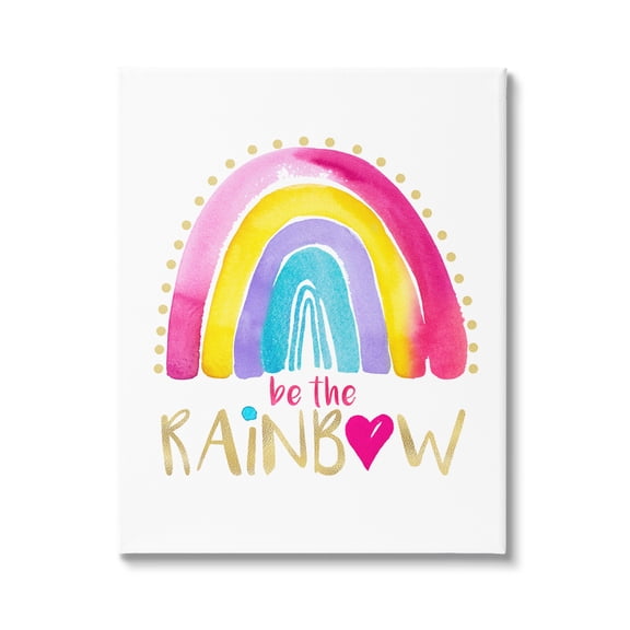 Stupell Industries Be The Rainbow Pattern Inspirational Painting Gallery Wrapped Canvas Print Wall Art, 36 x 48