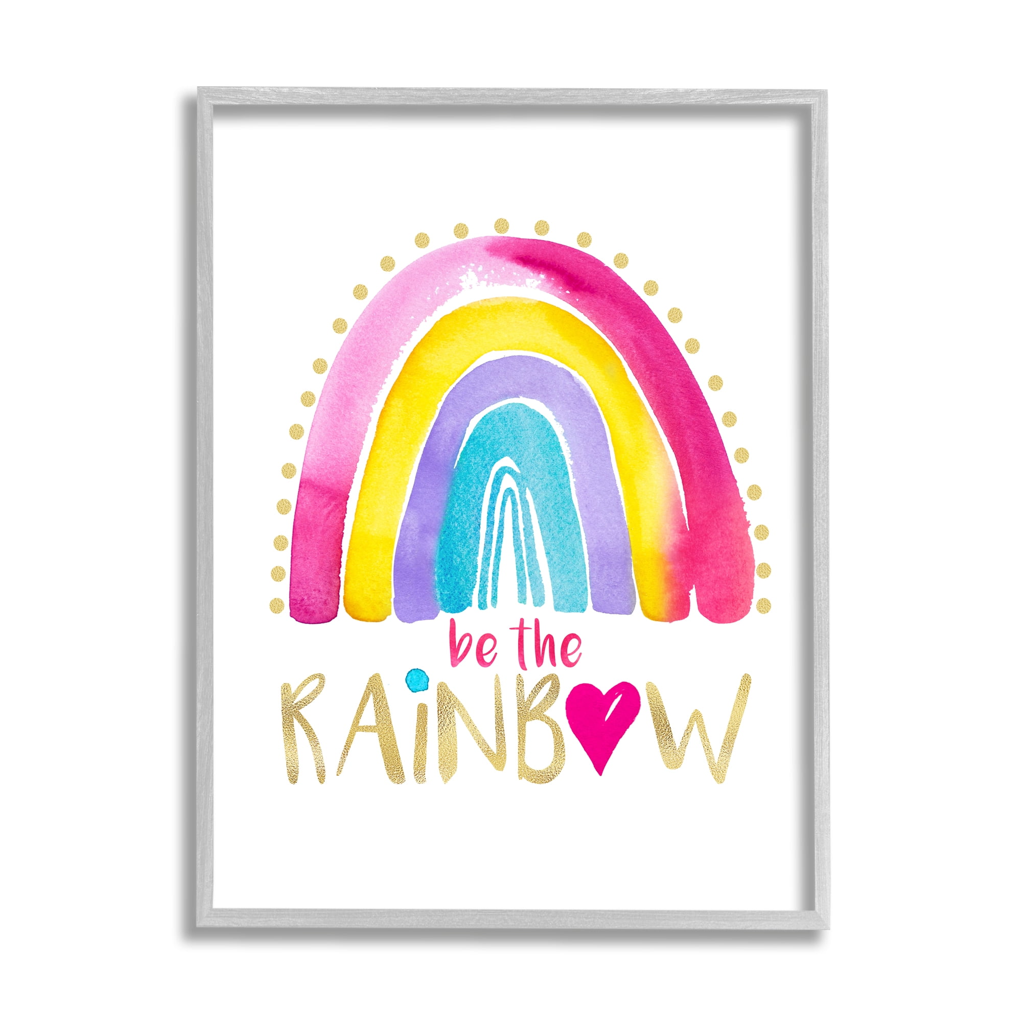 Stupell Industries Be The Rainbow Pattern Inspirational Painting Gray Framed Art Print Wall Art, 24 x 30