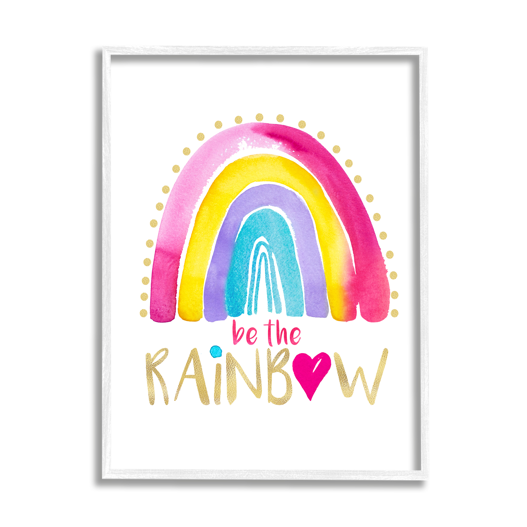 Stupell Industries Be The Rainbow Pattern Inspirational Painting White Framed Art Print Wall Art, 16 x 20