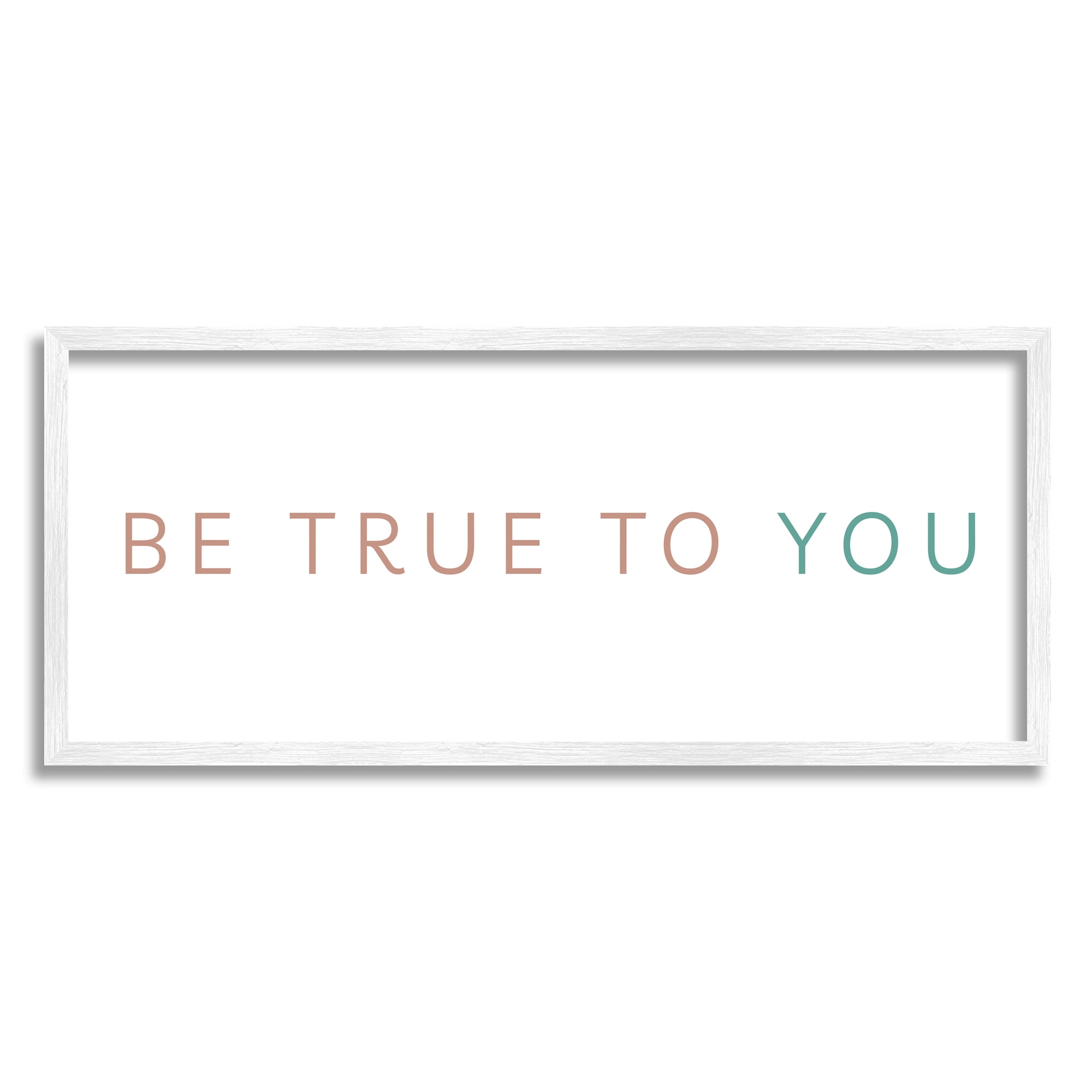 Stupell Industries Be True To You Inspirational Quote Turquoise Brown Graphic Art White Framed Art Print Wall Art, 13x30, by Sd Graphics Studio