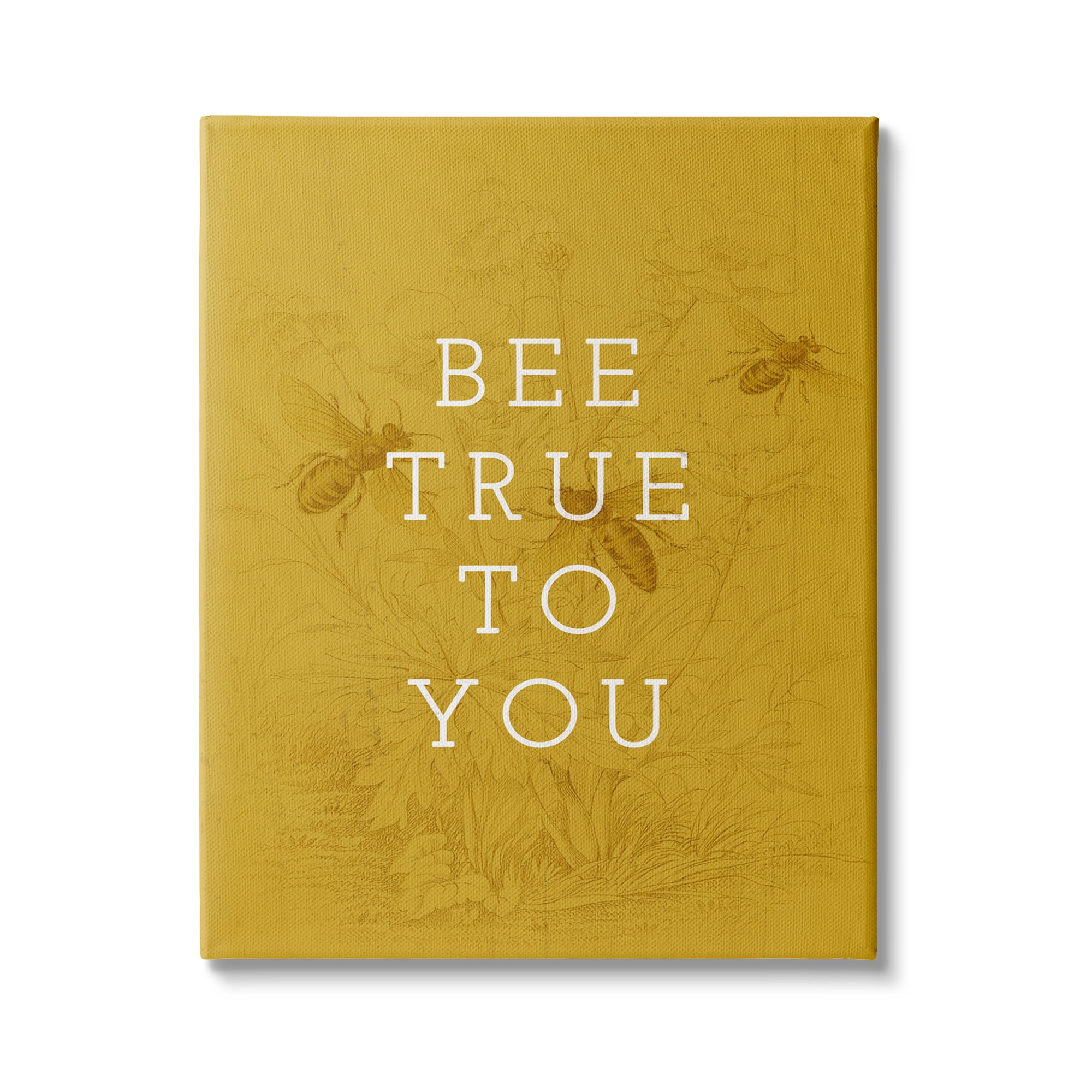 Stupell Industries Be True to You Phrase Vintage Bee Pun, 36 x 48,Design by Daphne Polselli