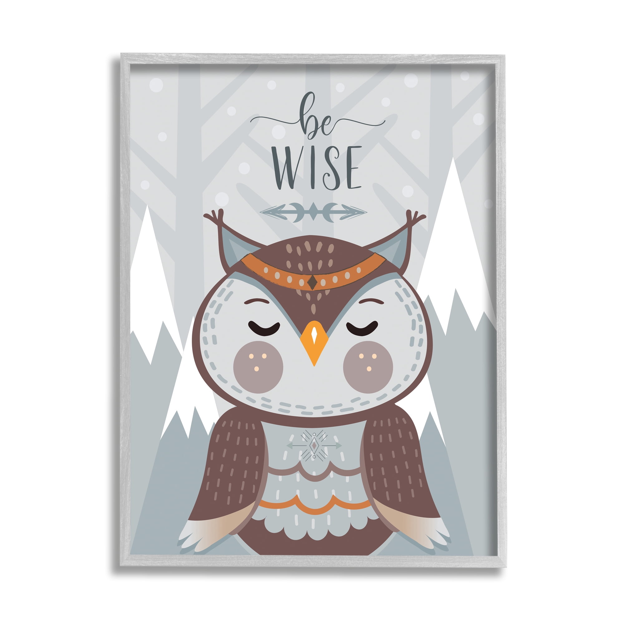 Stupell Industries Be Wise Quote Loveable Owl Snowy Mountains,11 x 14,Designed by AE Design