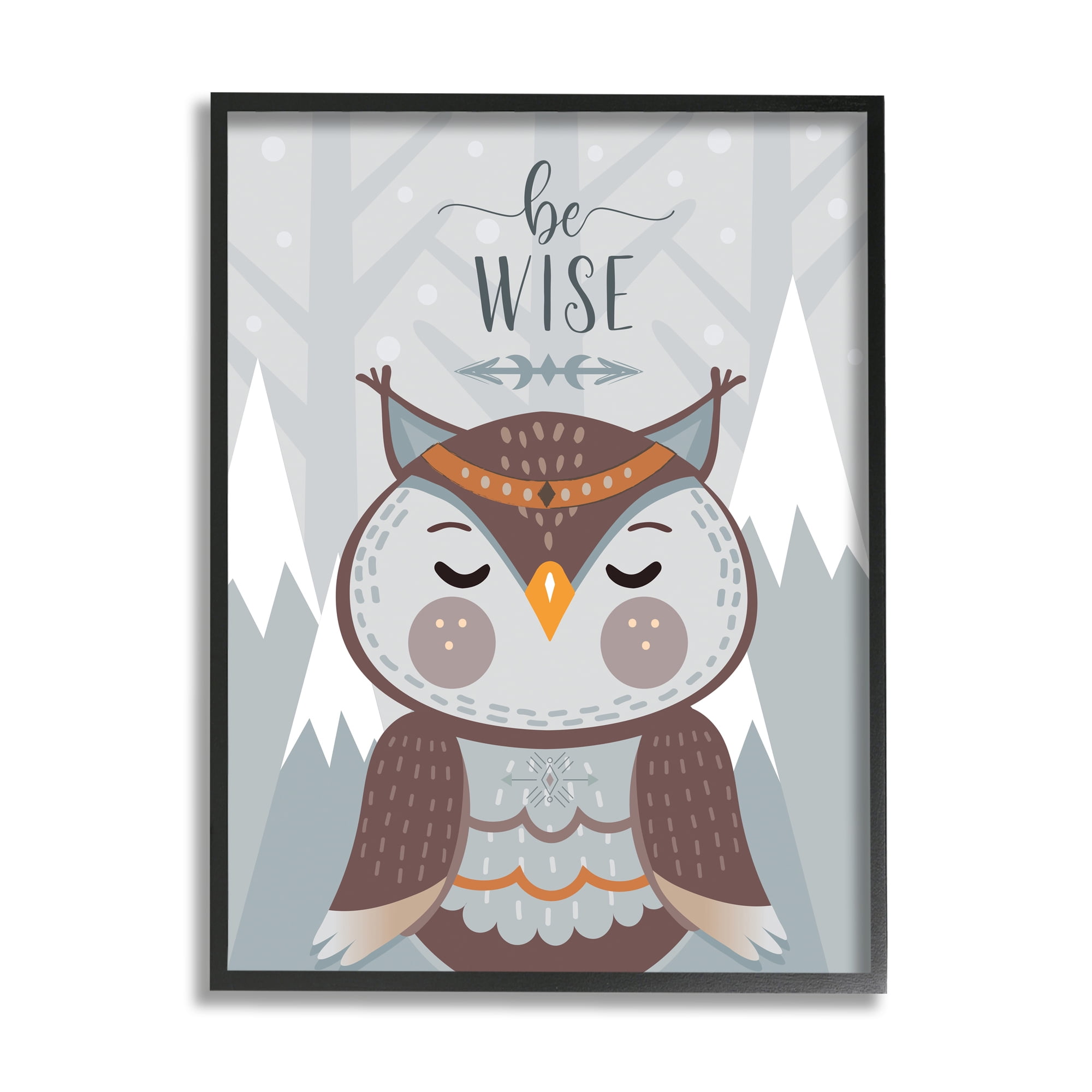 Stupell Industries Be Wise Quote Loveable Owl Snowy Mountains,16 x 20,Designed by AE Design