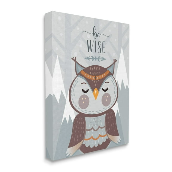 Stupell Industries Be Wise Quote Loveable Owl Snowy Mountains,16 x 20,Designed by AE Design