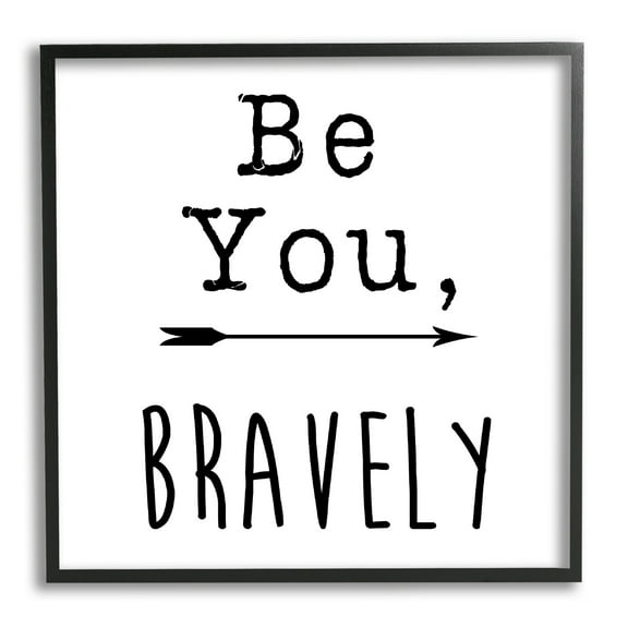 Stupell Industries Be You Bravely Encouraging Typography Arrow Motif Graphic Art Black Framed Art Print Wall Art, Design by J. Weiss