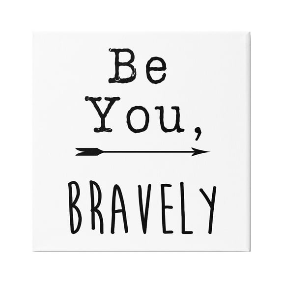 Stupell Industries Be You Bravely Encouraging Typography Arrow Motif Graphic Art Gallery Wrapped Canvas Print Wall Art, Design by J. Weiss
