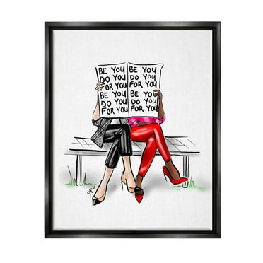 Stupell Industries Be You Confidence Phrase Graphic Art Jet Black Floating Framed Canvas Print Wall Art, Design by Alison Petrie