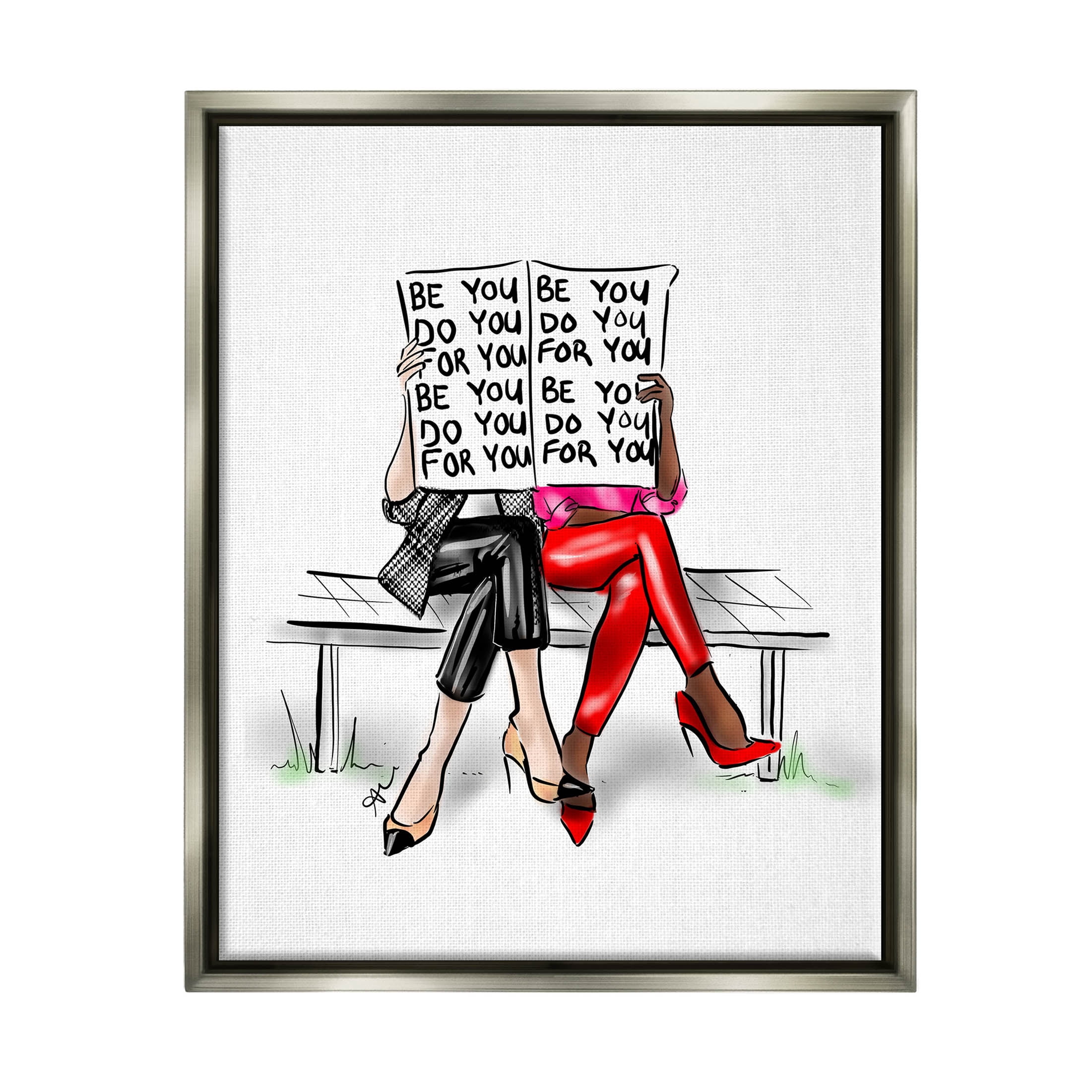 Stupell Industries Be You Confidence Phrase Graphic Art Luster Gray Floating Framed Canvas Print Wall Art, Design by Alison Petrie