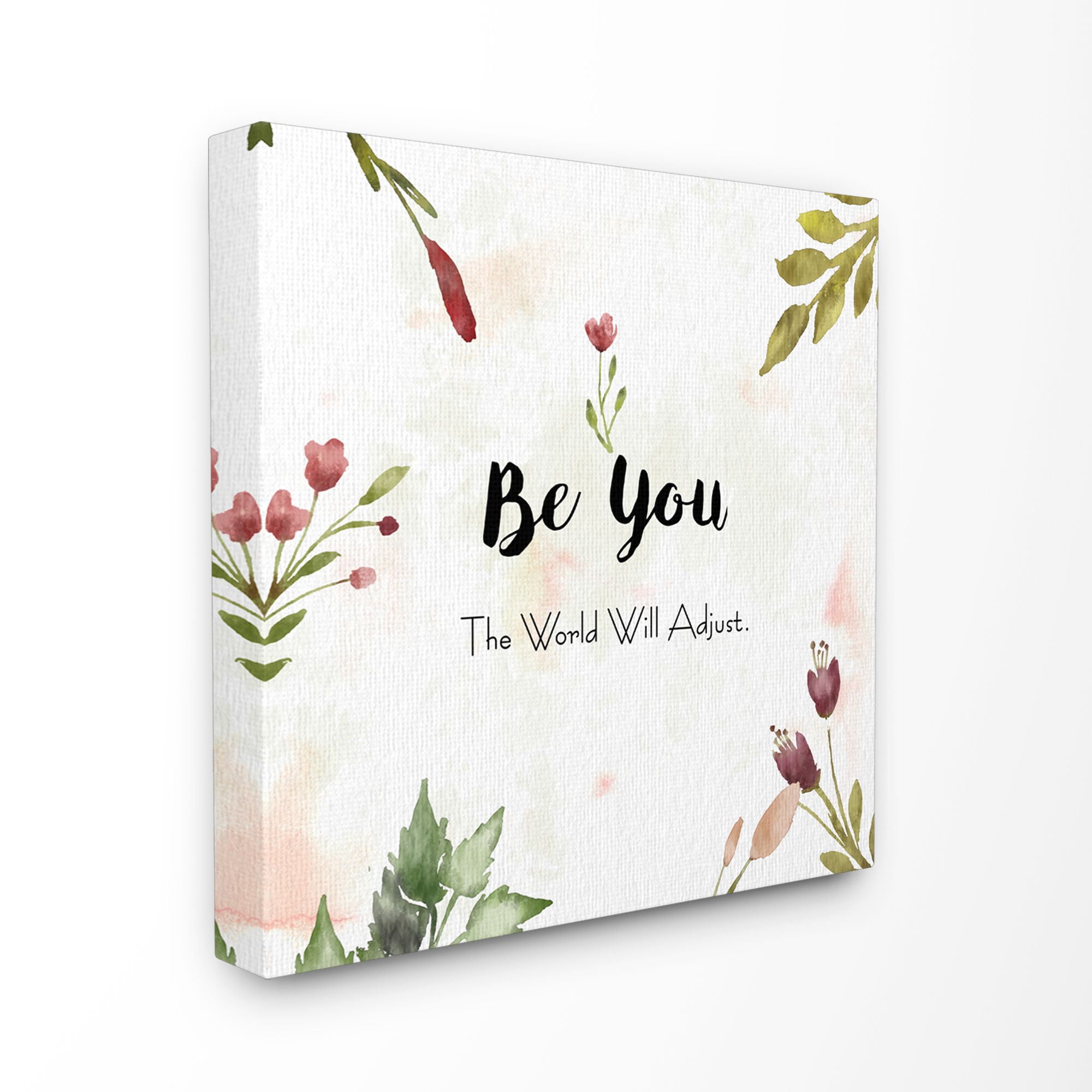 Stupell Industries Be You Flower Green Red Watercolor Inspirational Word Design Canvas Wall Art by Ziwei Li