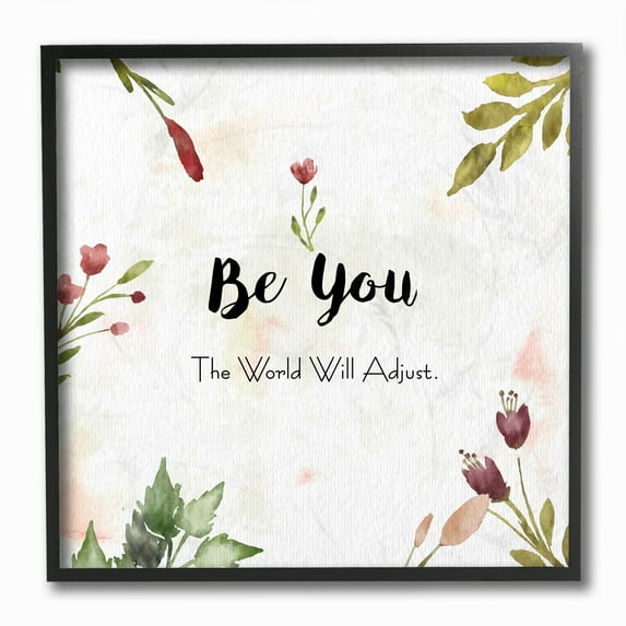 Stupell Industries Be You Flower Green Red Watercolor Inspirational Word Design Framed Wall Art by Ziwei Li