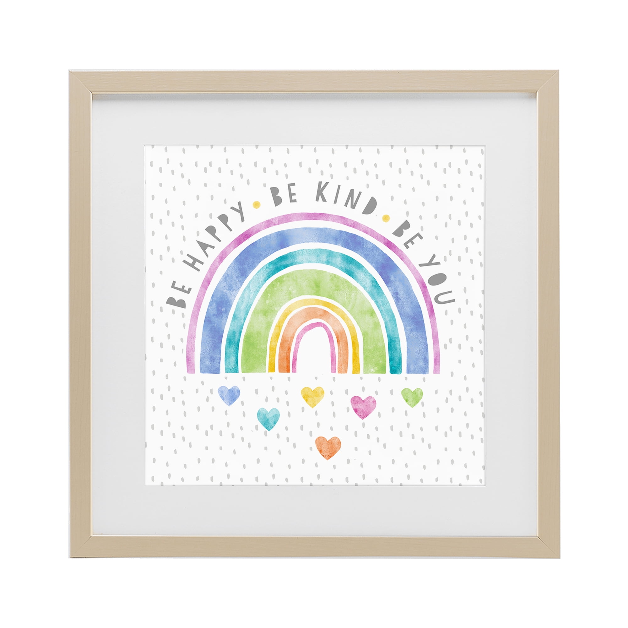 Stupell Industries Be You Hearts & Rainbow Birch Framed Print Under Glass, design by Suzanne Nicoll