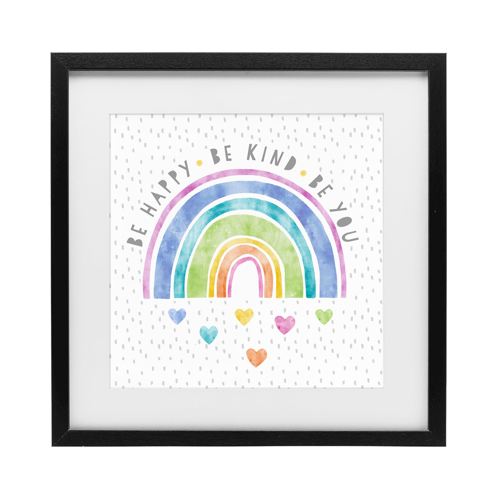 Stupell Industries Be You Hearts & Rainbow Black Framed Print Under Glass, design by Suzanne Nicoll