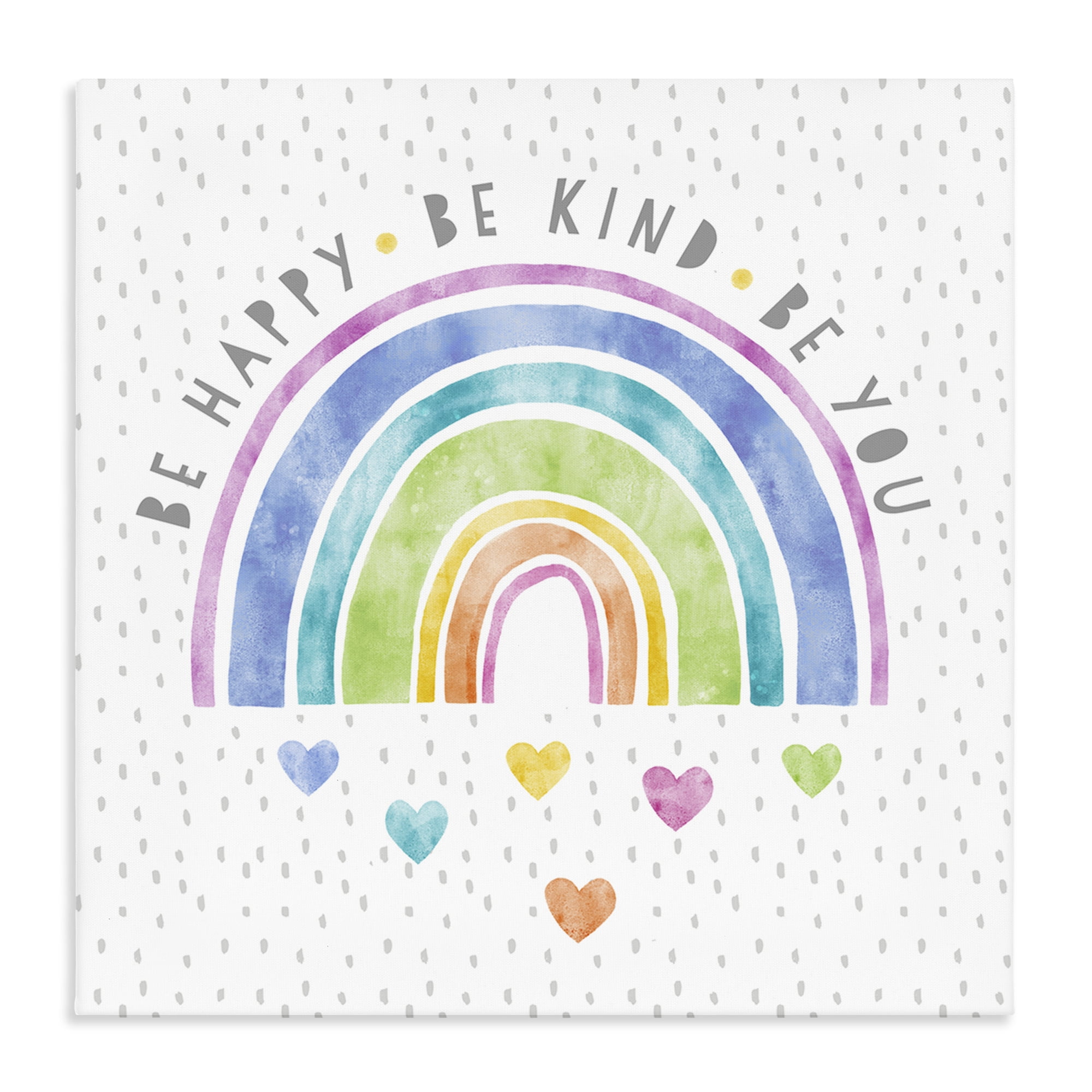 Stupell Industries Be You Hearts & Rainbow Canvas Wall Art, design by Suzanne Nicoll