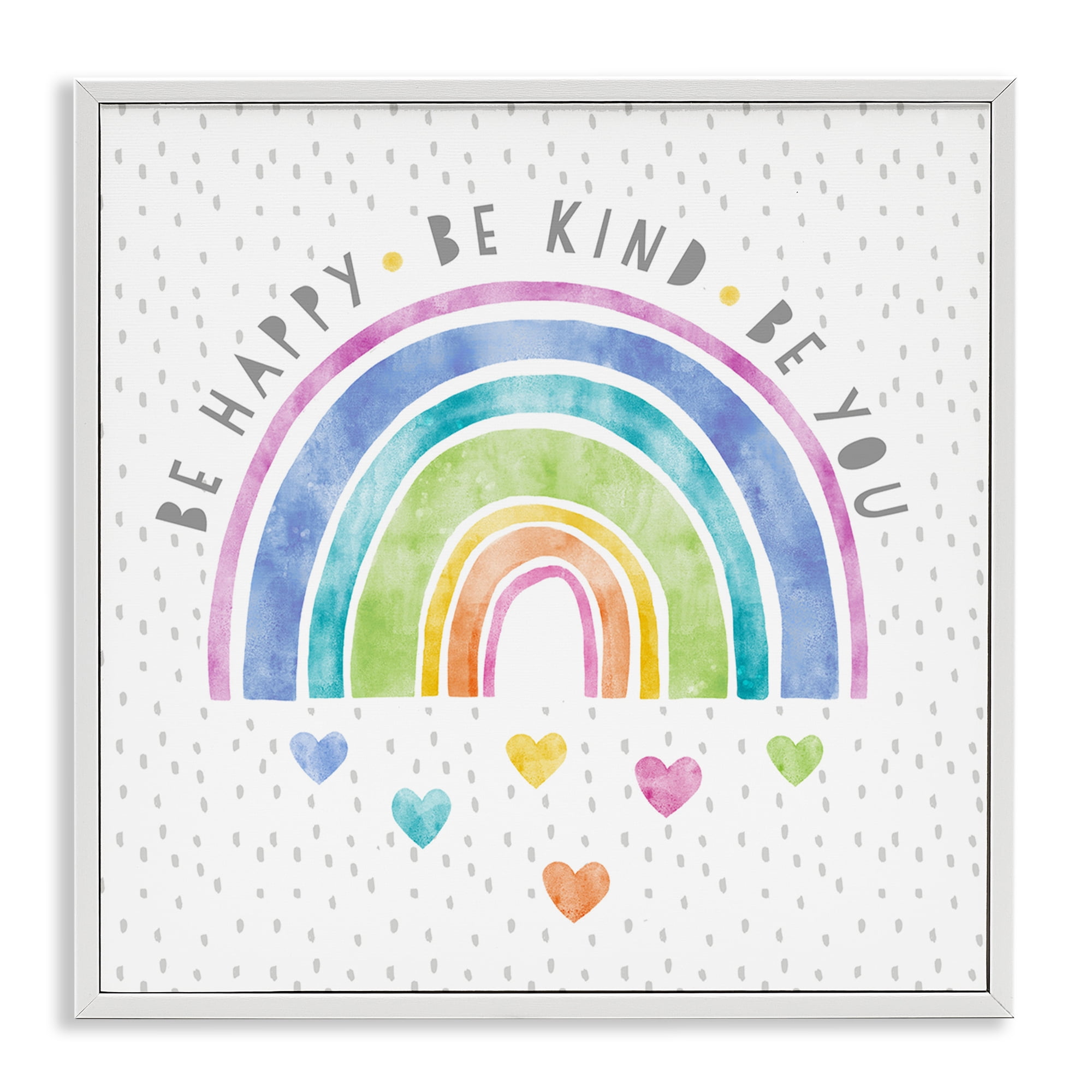 Stupell Industries Be You Hearts & Rainbow White Framed Giclee Art, design by Suzanne Nicoll