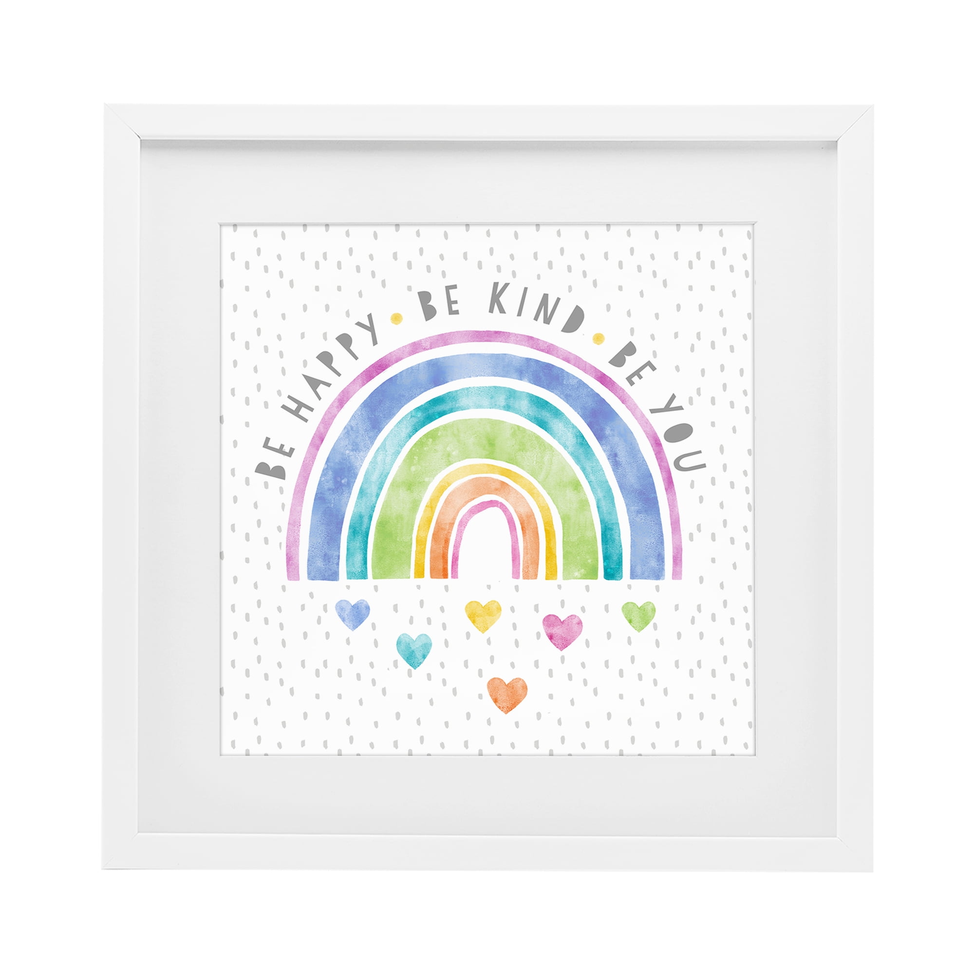 Stupell Industries Be You Hearts & Rainbow White Framed Print Under Glass, design by Suzanne Nicoll