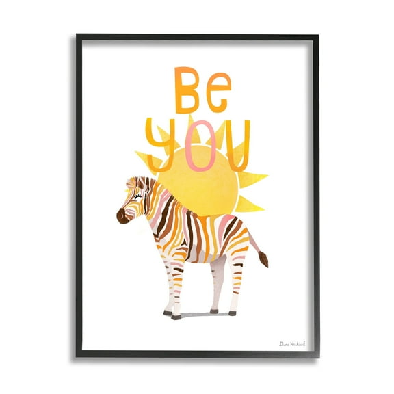 Stupell Industries Be You Inspiring Sunshine Fun Zebra Stripes Graphic Art Black Framed Art Print Wall Art, Design by Diane Neukirch