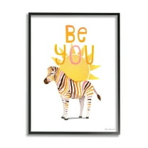 Stupell Industries Be You Inspiring Sunshine Fun Zebra Stripes Graphic Art Black Framed Art Print Wall Art, Design by Diane Neukirch