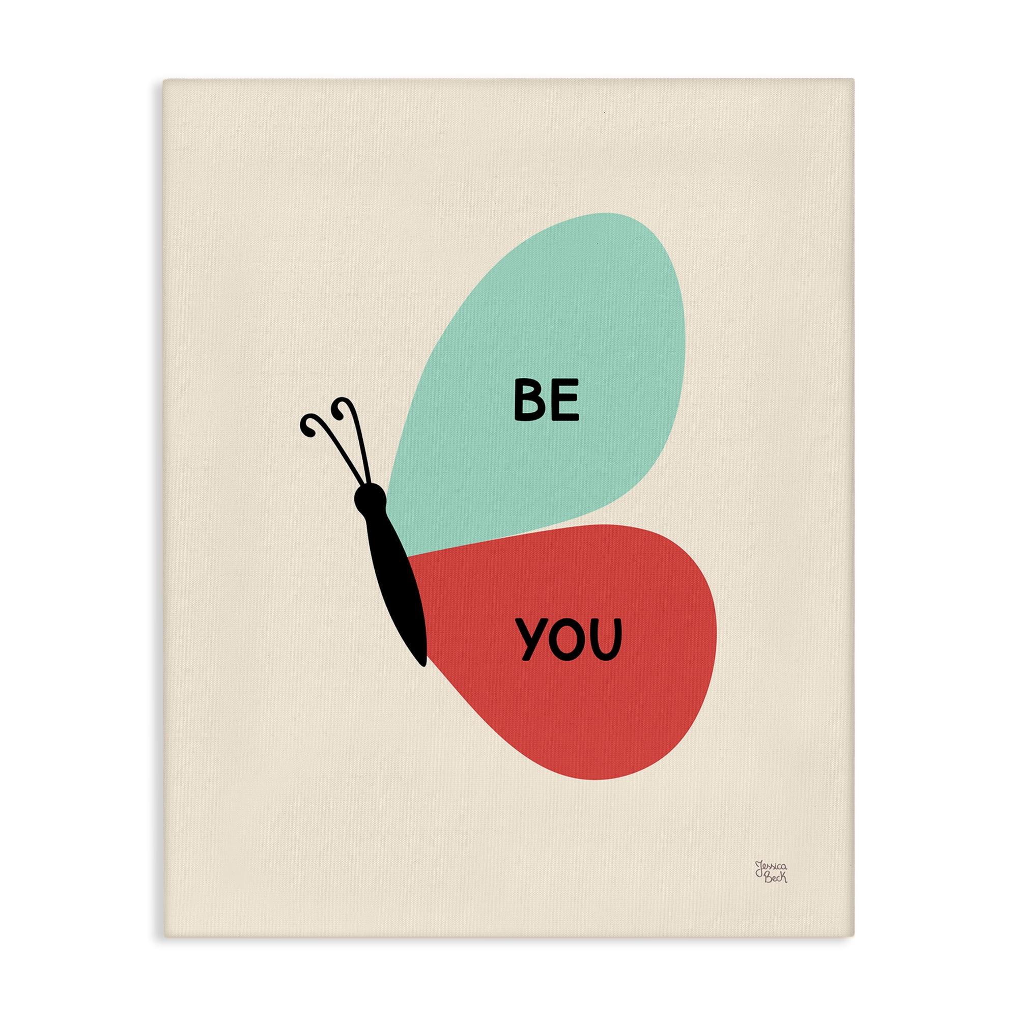 Stupell Industries Be You Simple Butterfly Animals Painting Wrapped Canvas Art Print Wall Art, 30 x 40