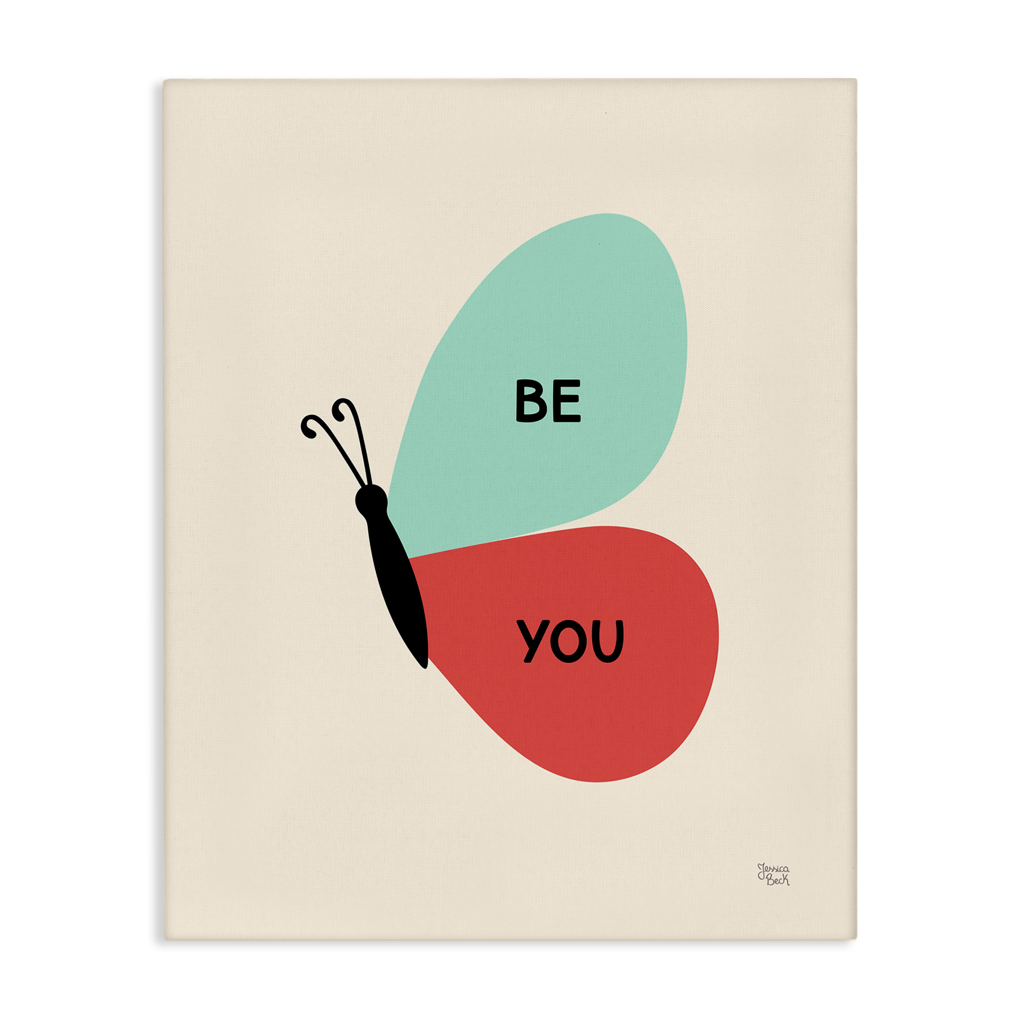 Stupell Industries Be You Simple Butterfly Animals Painting Wrapped Canvas Art Print Wall Art, 36 x 48