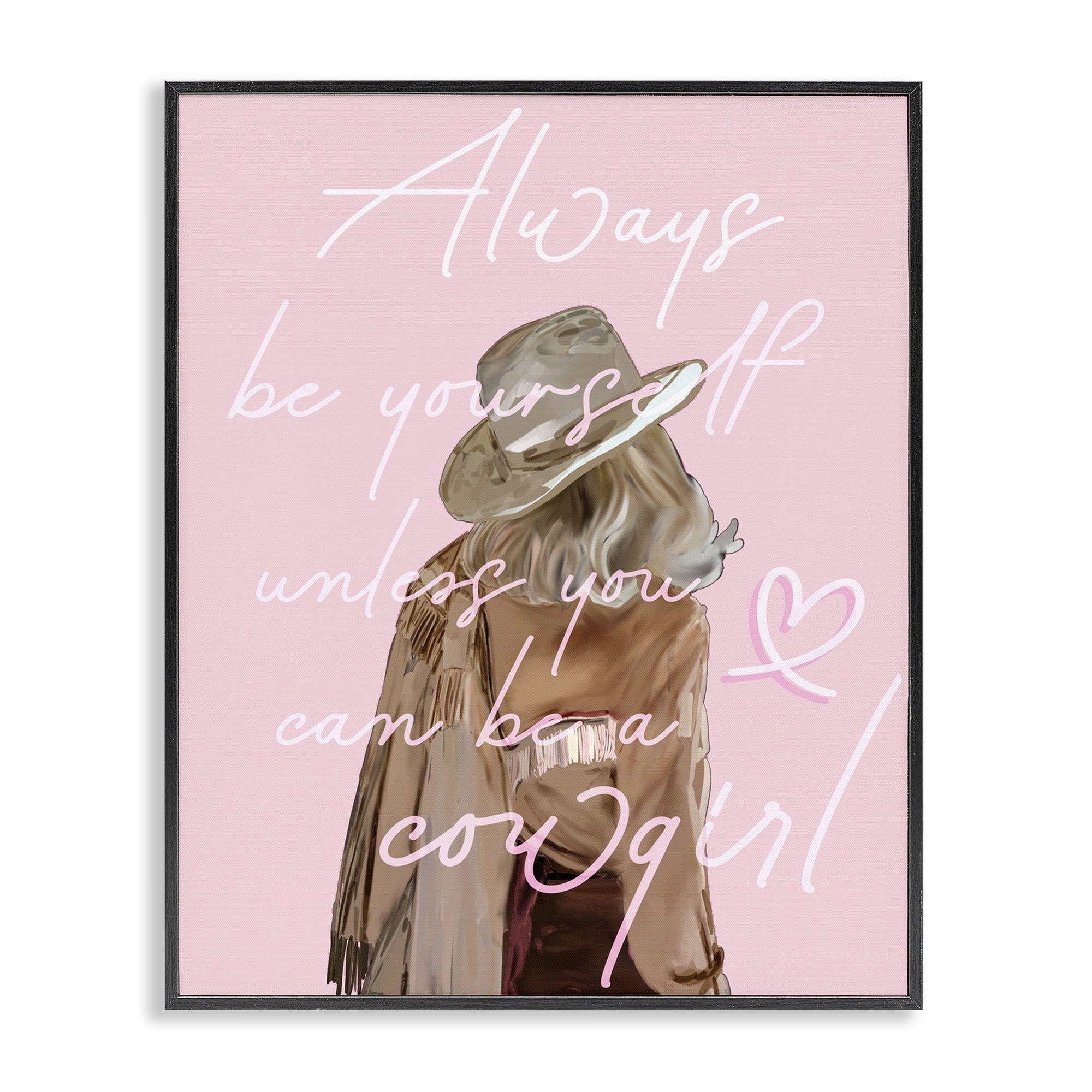 Stupell Industries Be Yourself Cowgirl Novelty Painting Black Framed Art Print Wall Art, 11 x 14