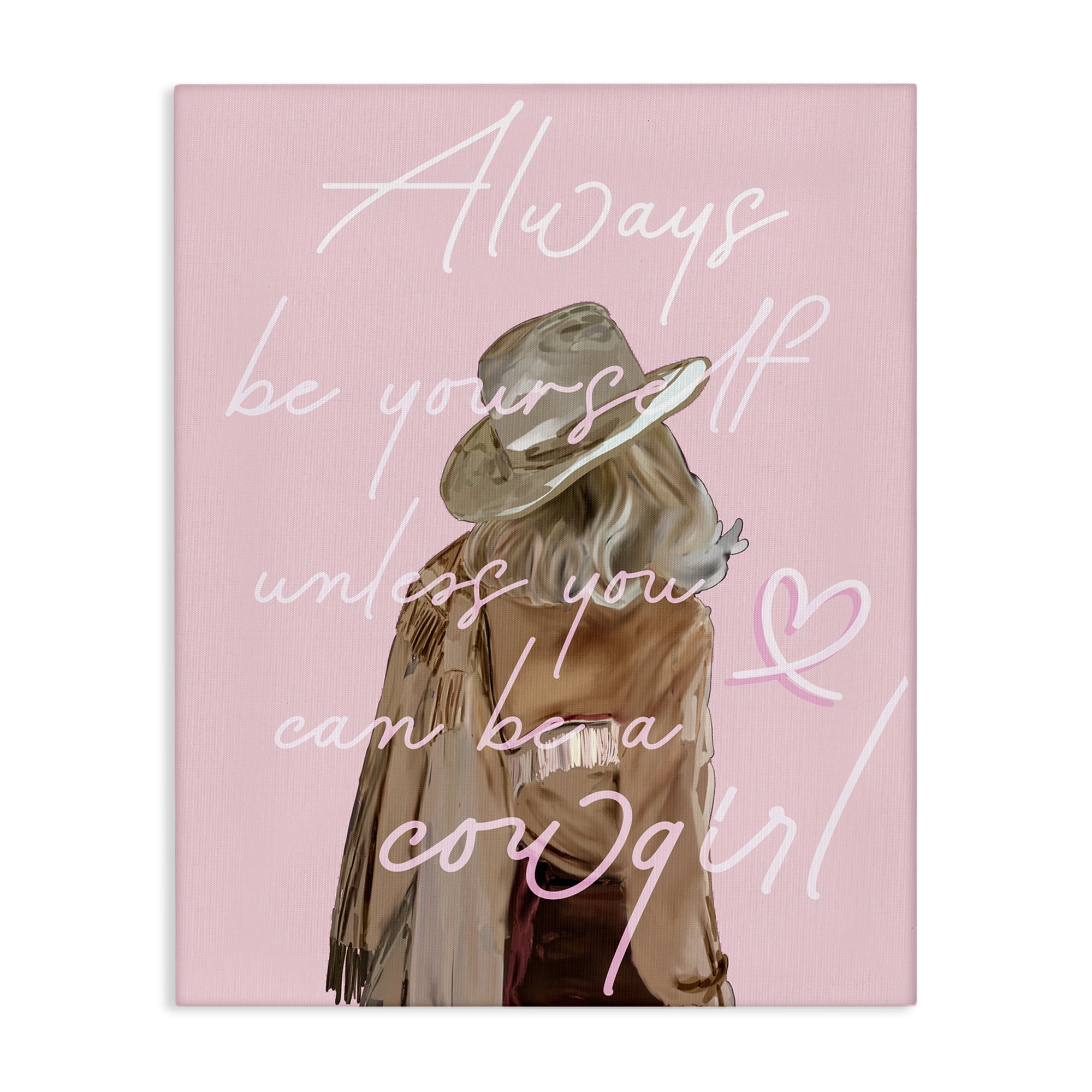 Stupell Industries Be Yourself Cowgirl Novelty Painting Gallery Wrapped Canvas Art Print Wall Art, 16 x 20