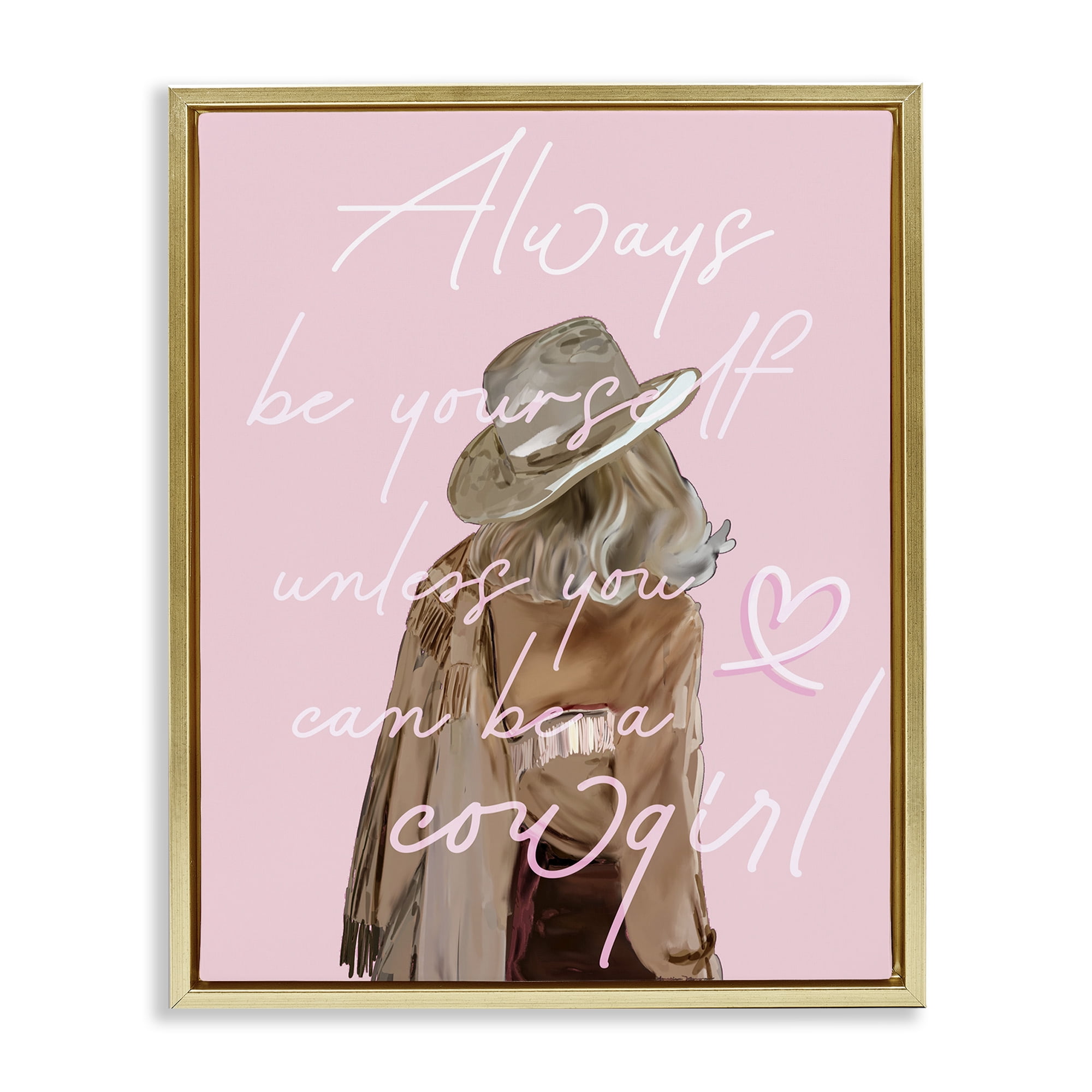 Stupell Industries Be Yourself Cowgirl Novelty Painting Gold Floater Framed Art Print Wall Art, 25 x 31