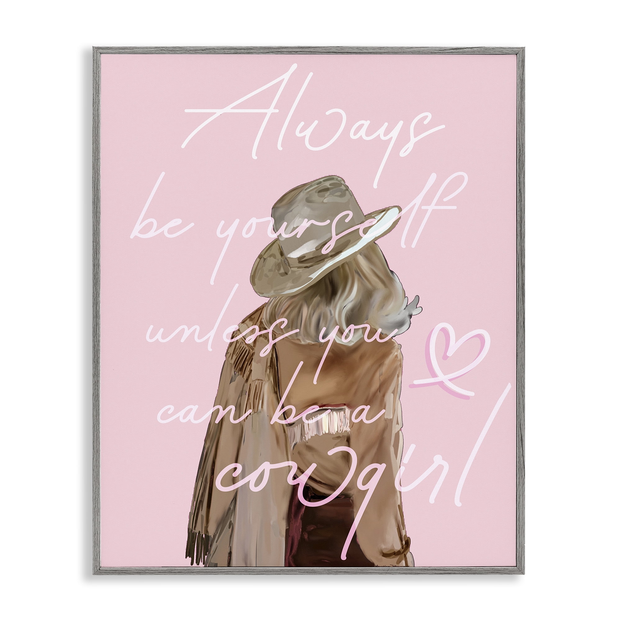 Stupell Industries Be Yourself Cowgirl Novelty Painting Gray Framed Art Print Wall Art, 24 x 30