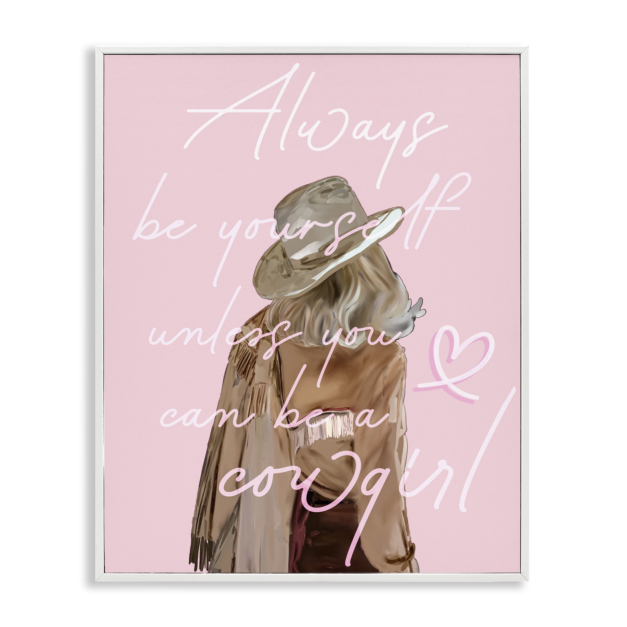 Stupell Industries Be Yourself Cowgirl Novelty Painting White Framed Art Print Wall Art, 11 x 14