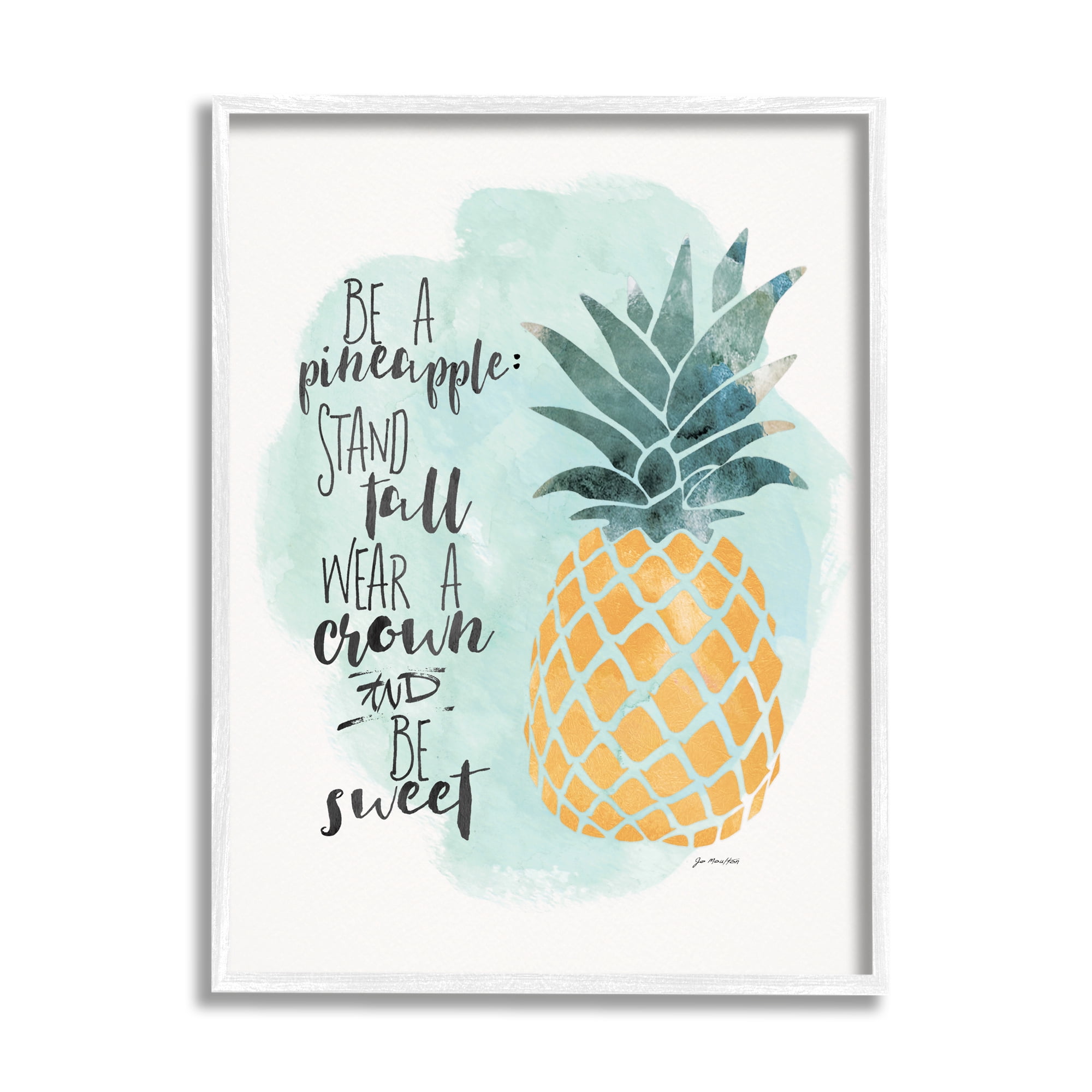 Stupell Industries Be a Pineapple Illustration Typography Graphic Art Framed Art Print Wall Art, 16x20, By Jo Moulton