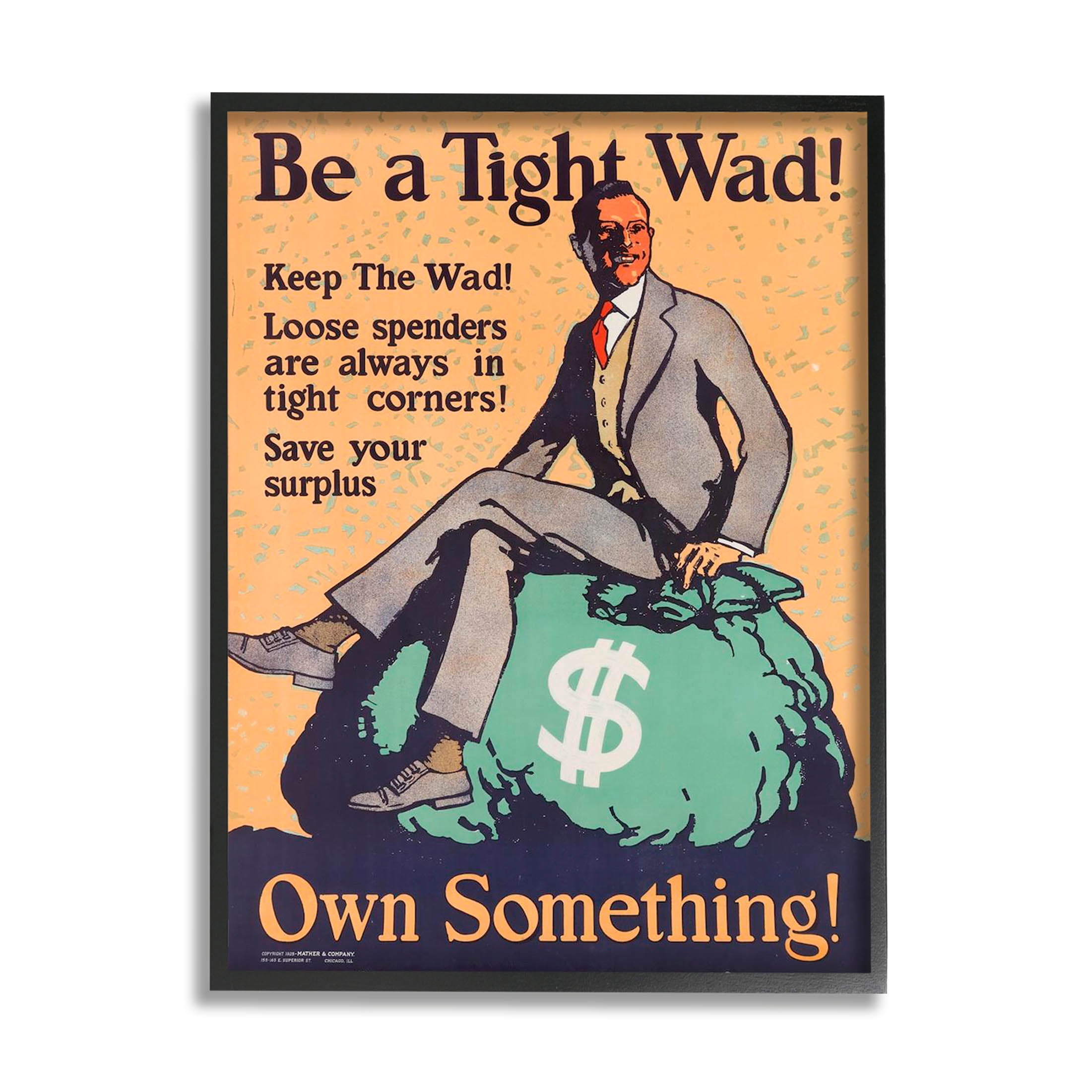 Stupell Industries Be a Tight Wad Retro Ad Graphic Art Black Framed Art Print Wall Art, Design by Marcus Jules