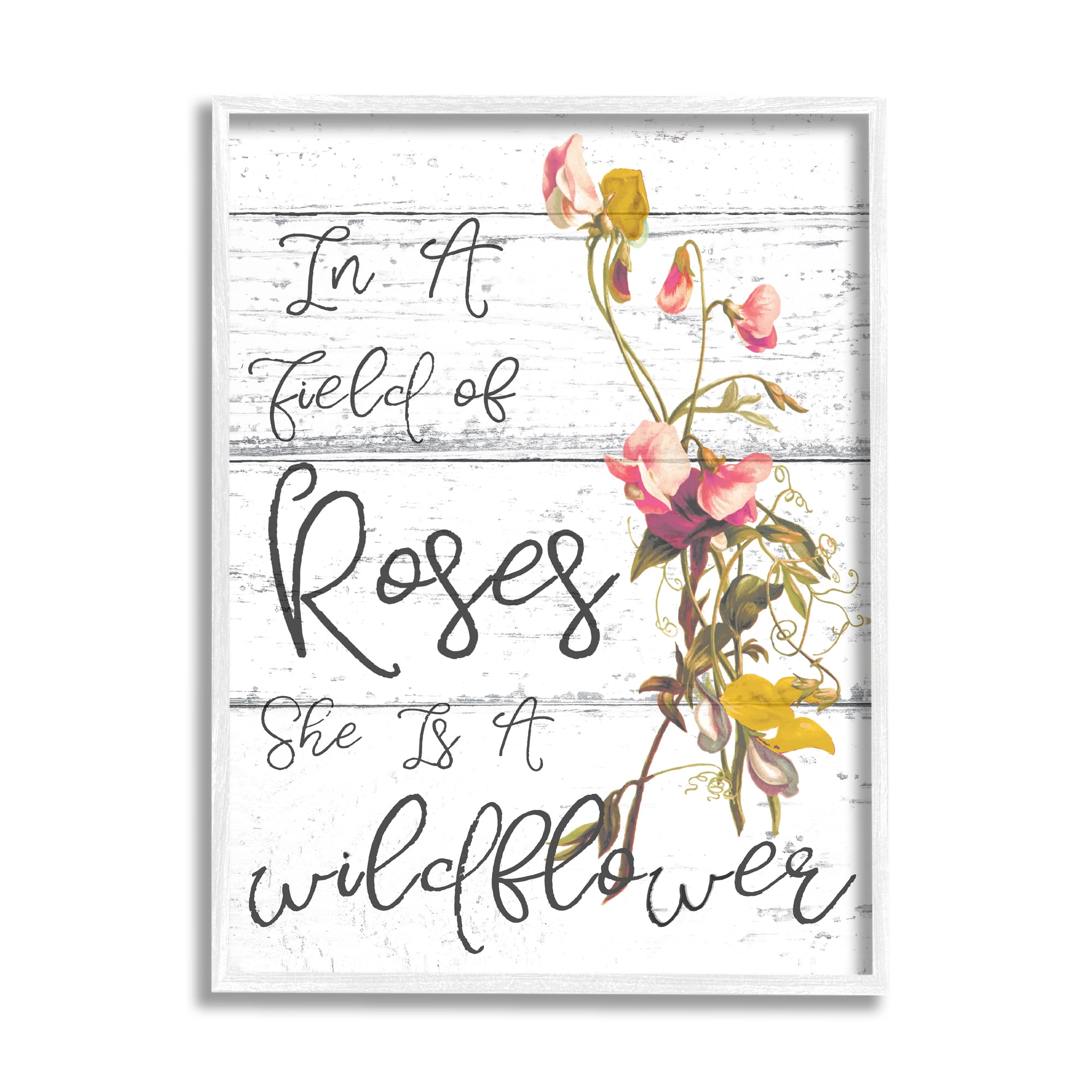 Stupell Industries Be a Wildflower Cursive Typography Graphic Art Framed Art Print Wall Art, 11x14, By Daphne Polselli