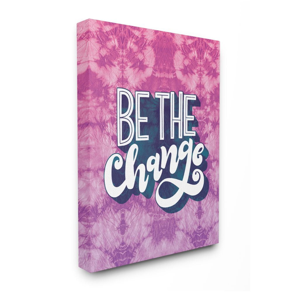 Be the Change Purple Tie Dye Canvas Wall Art for Kids