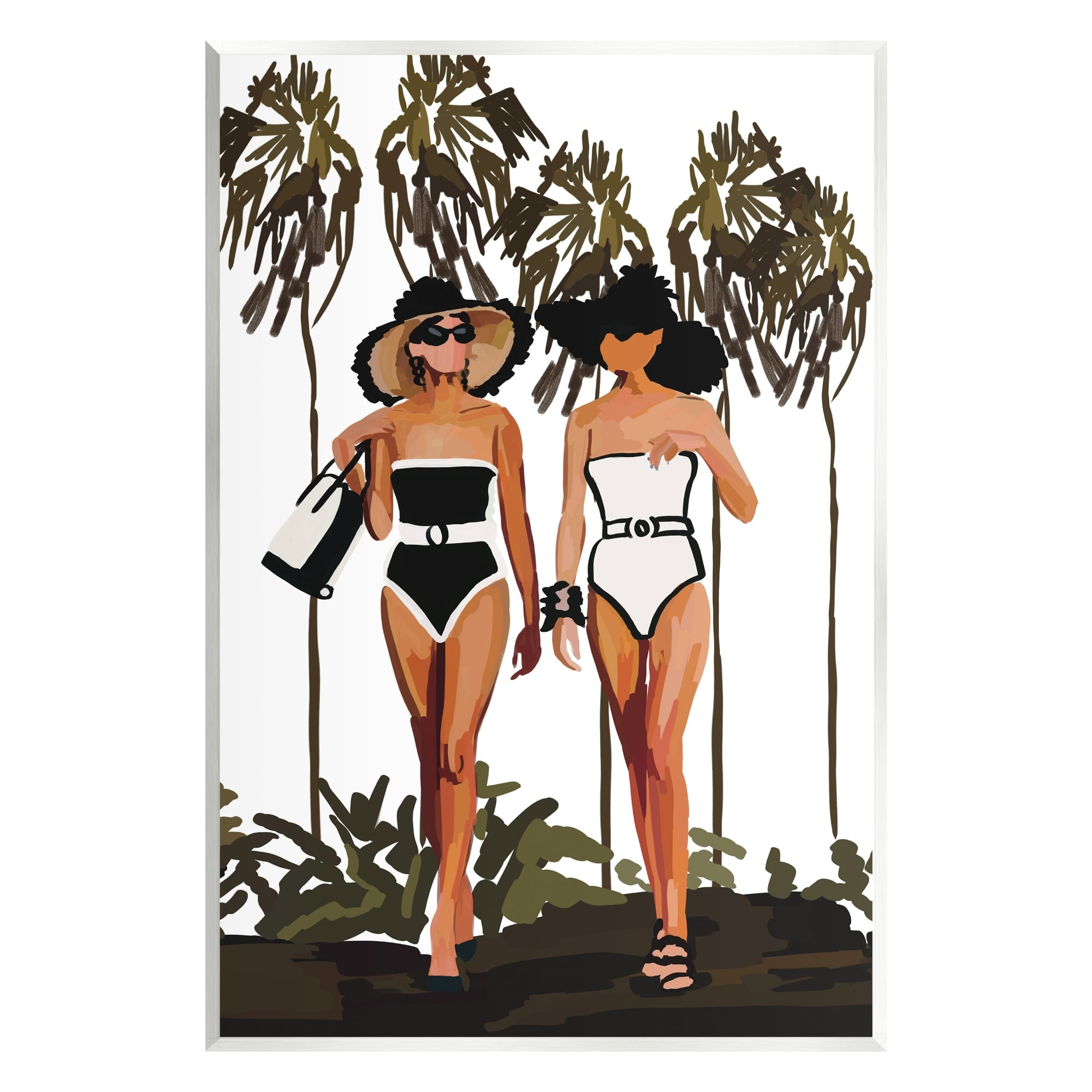 Stupell Industries Beach Babes Strolling Tropical Summer Beach Adventure Graphic Art Unframed Art Print Wall Art, Design by Amelia Noyes