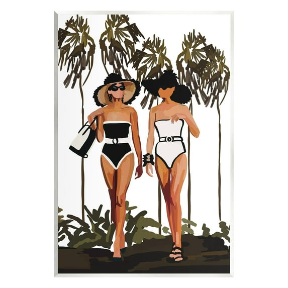 Stupell Industries Beach Babes Strolling Tropical Summer Beach Adventure Graphic Art Unframed Art Print Wall Art, Design by Amelia Noyes