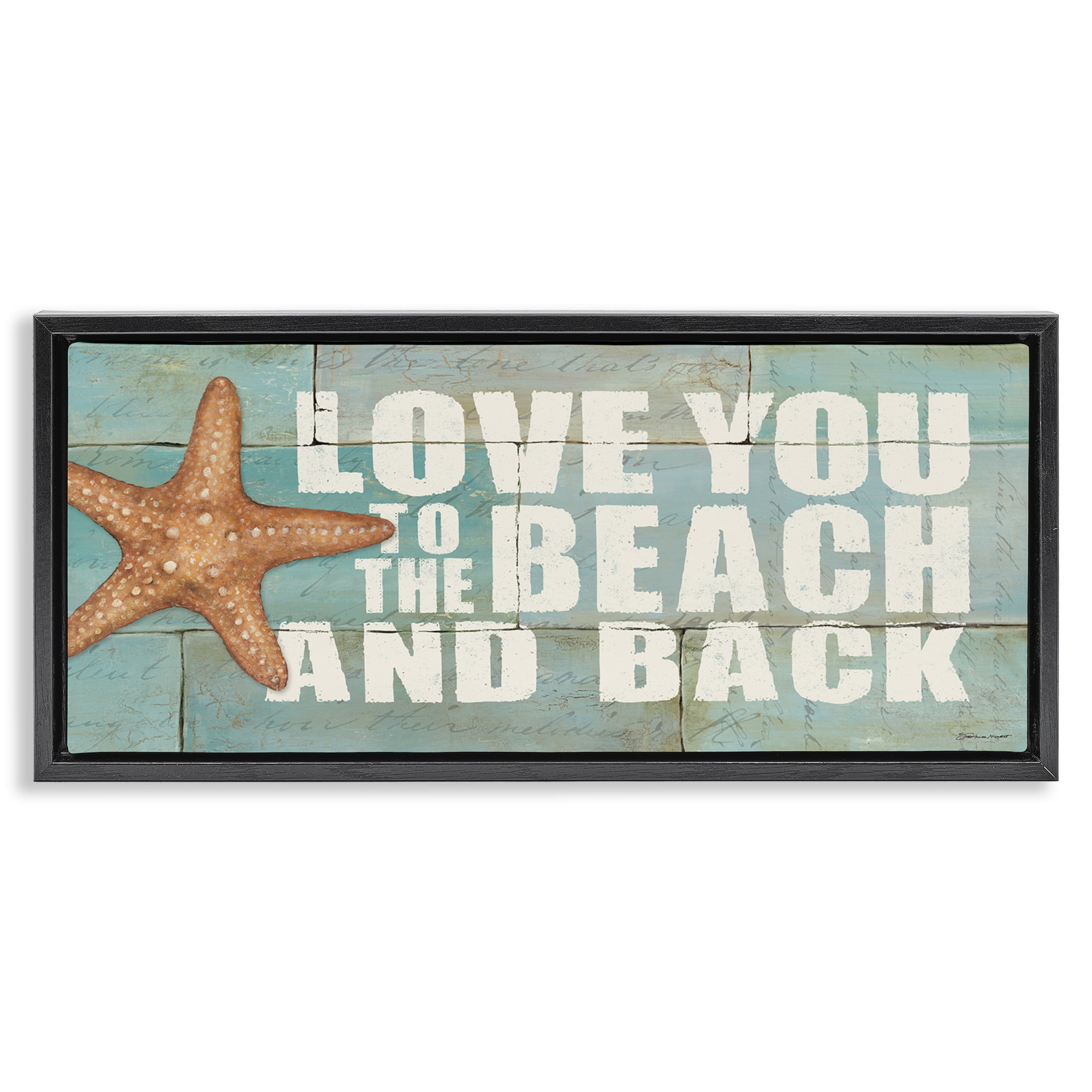 Stupell Industries Beach & Back on Bricks Animals & Insects Painting Black Floater Framed Canvas Art Print Wall Art, 25 x 11